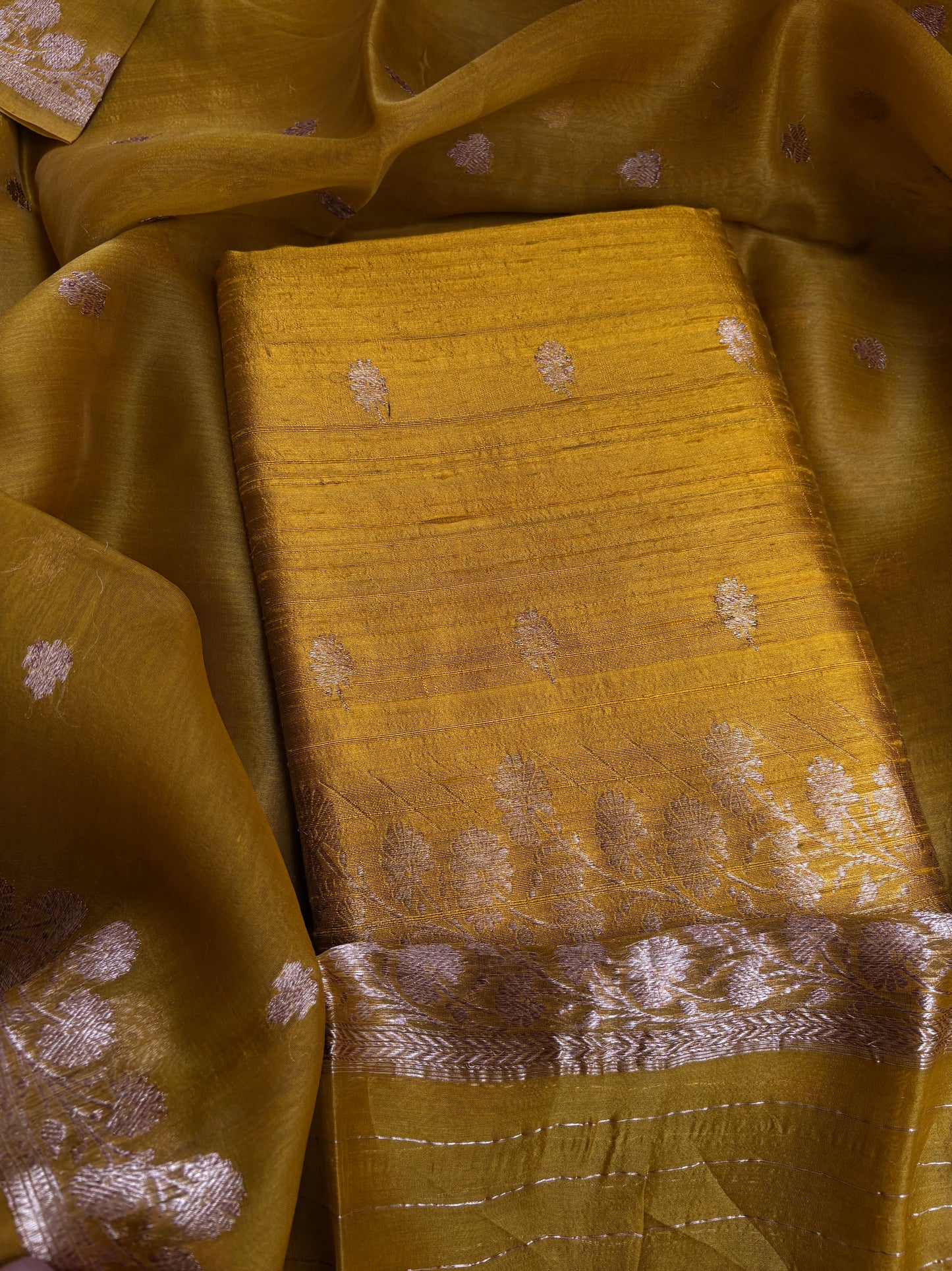 Raw silk kadhwa suit set