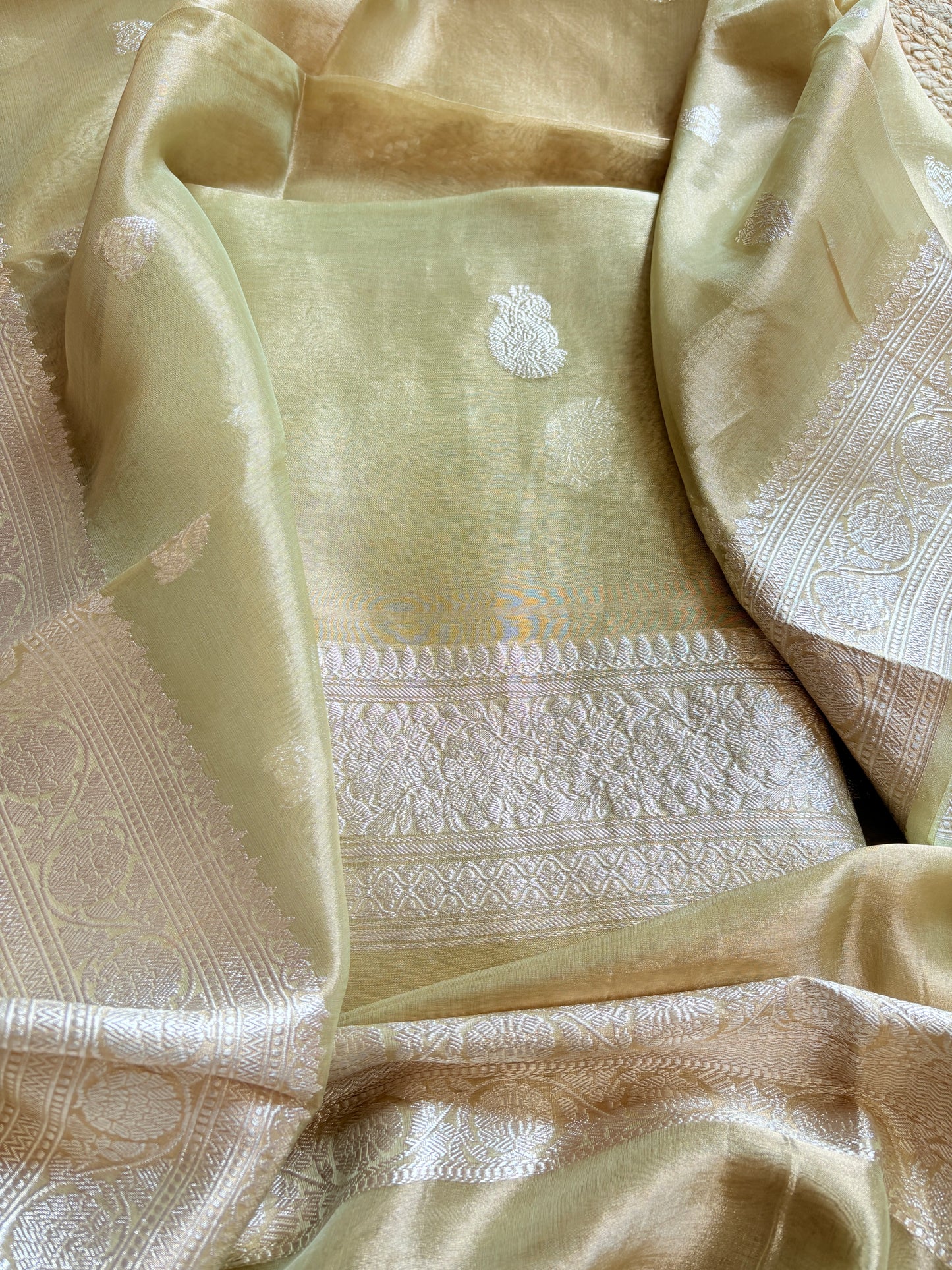 Green tissue kadhwa suit set