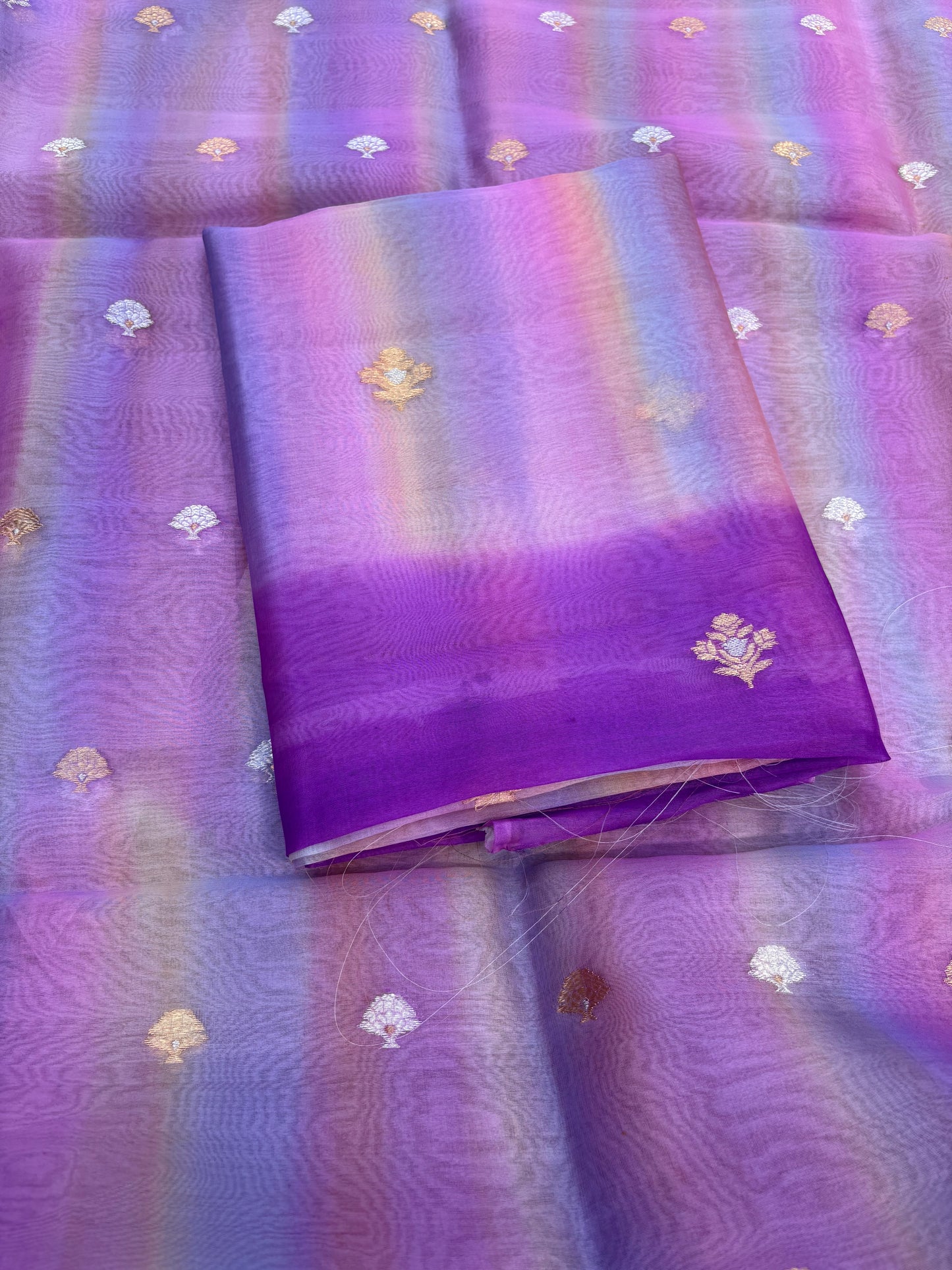 Lavender shaded kora kadhwa 3 piece suit set