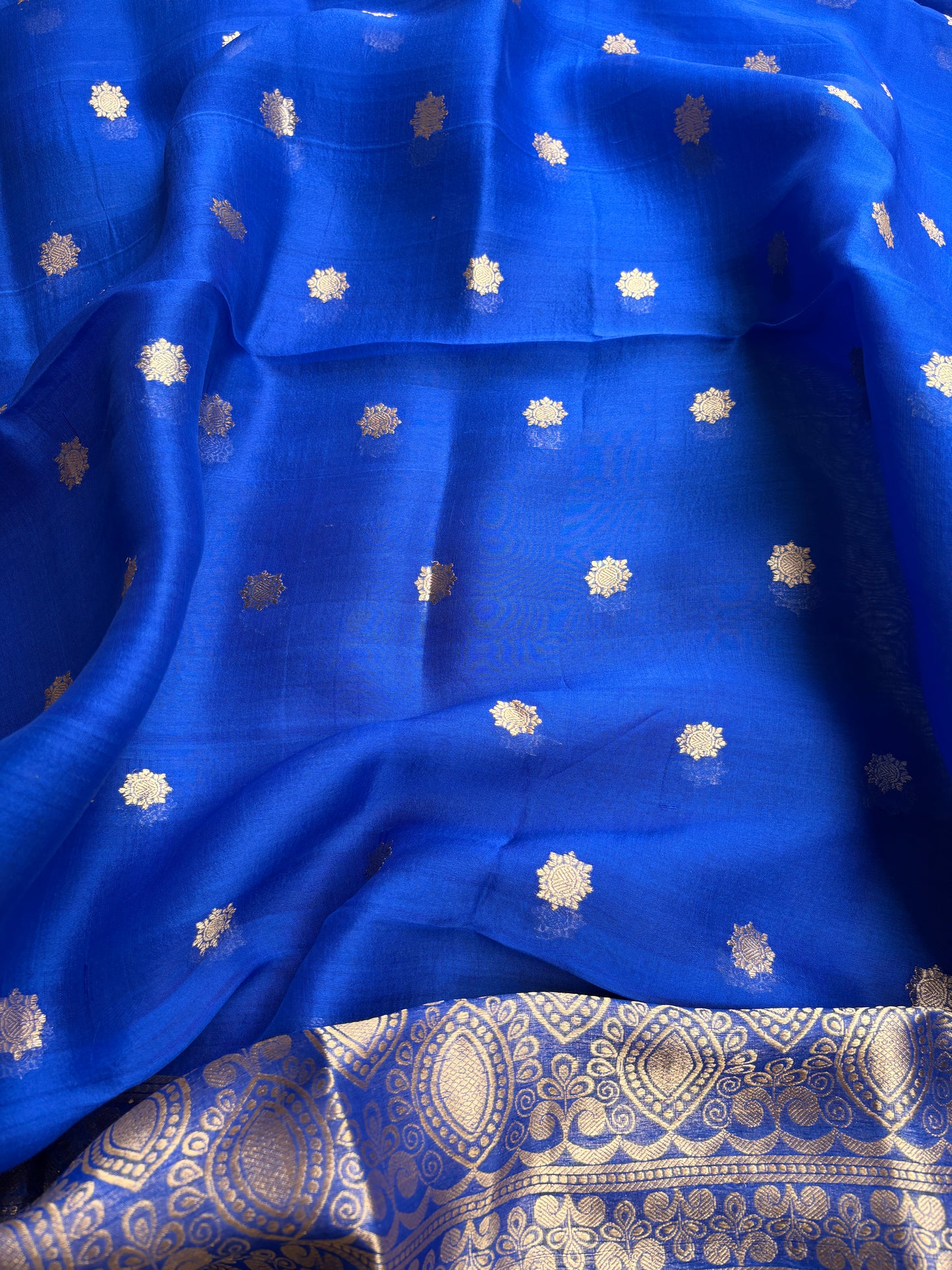 Blue mango silk kadhwa suit set