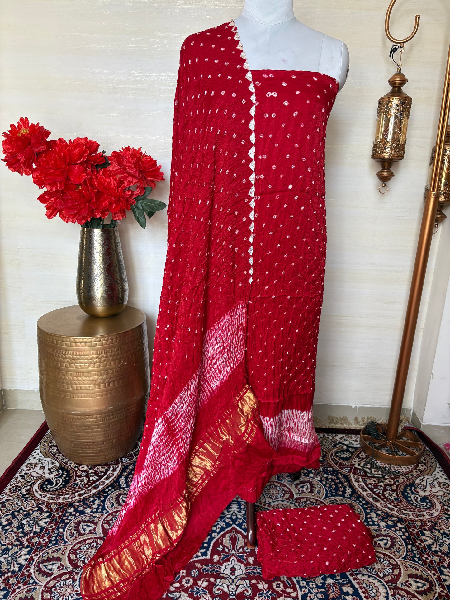 Red bandhani 3 piece suit set