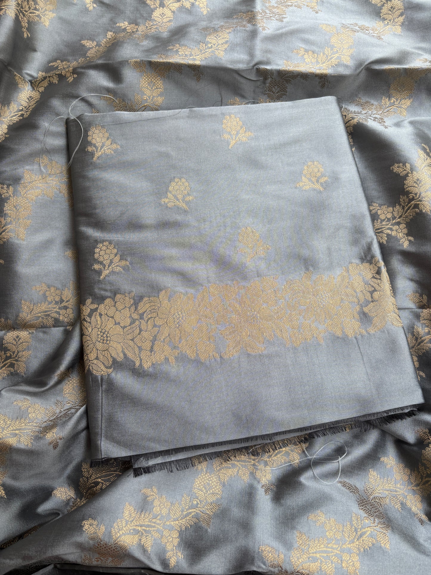 Light blue premium Banarasi silk 3 piece suit set