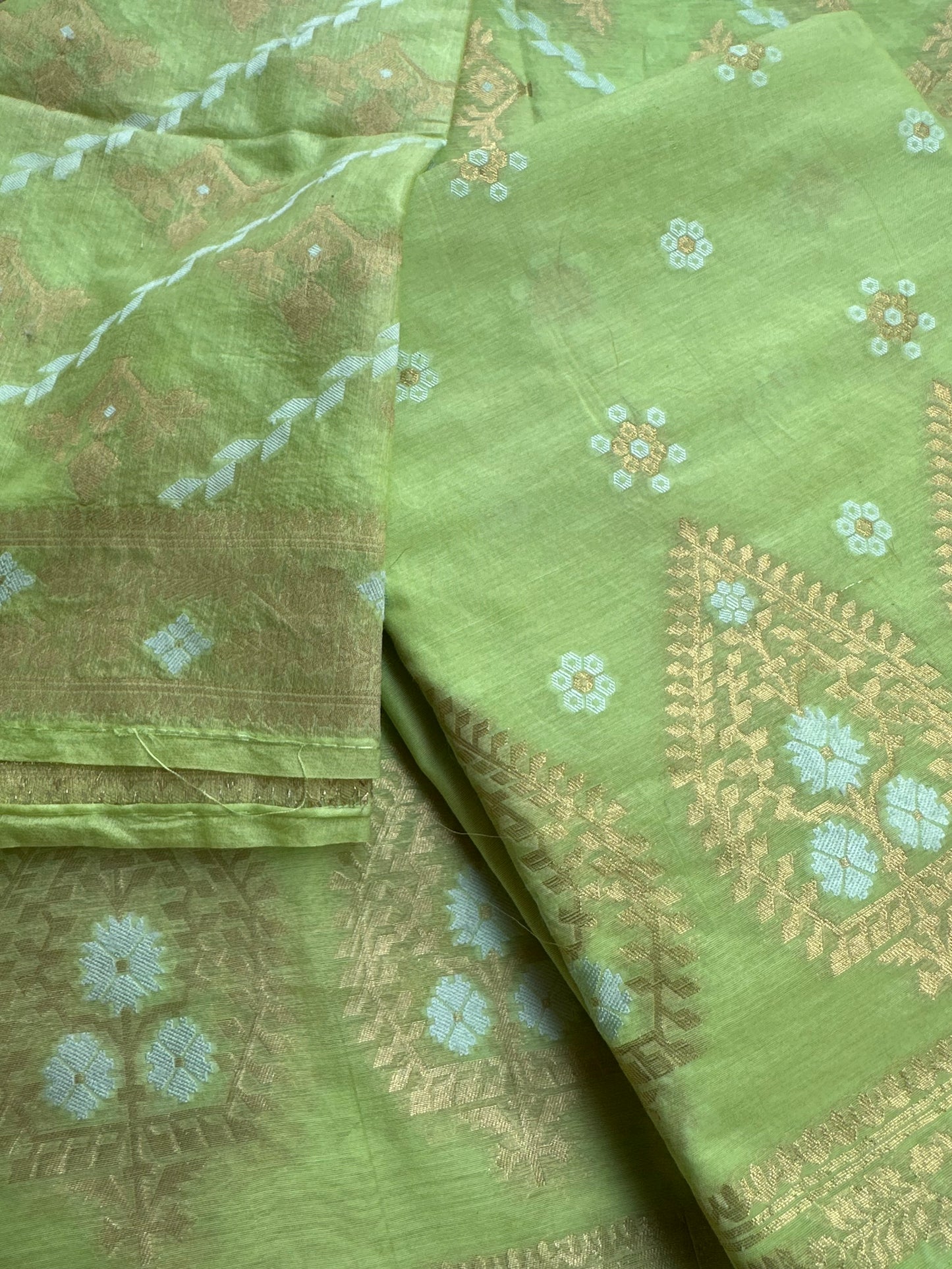 Green chanderi zari Resham weaving 3 piece suit set