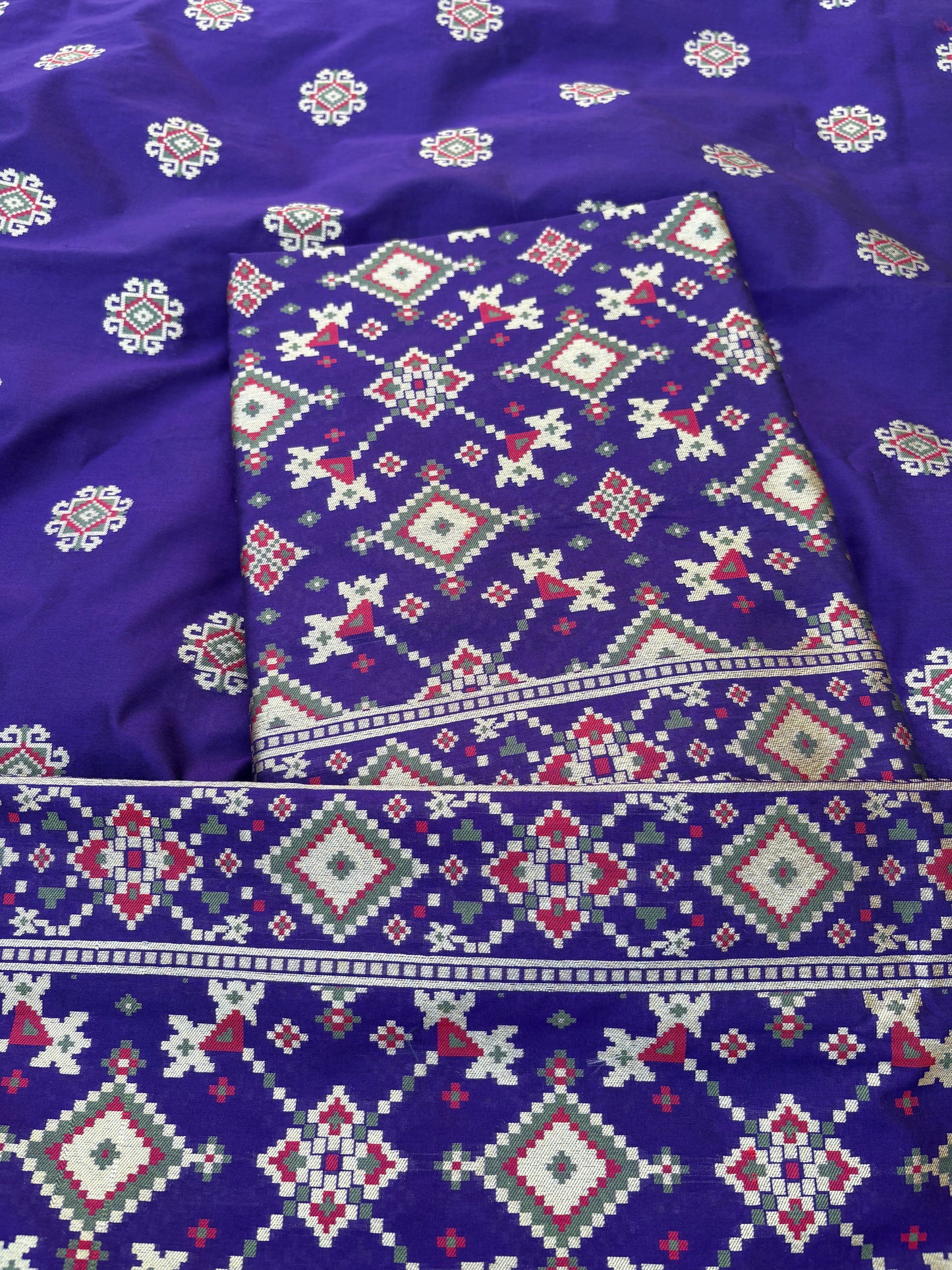 Purple gharchola full jaal weaving suit