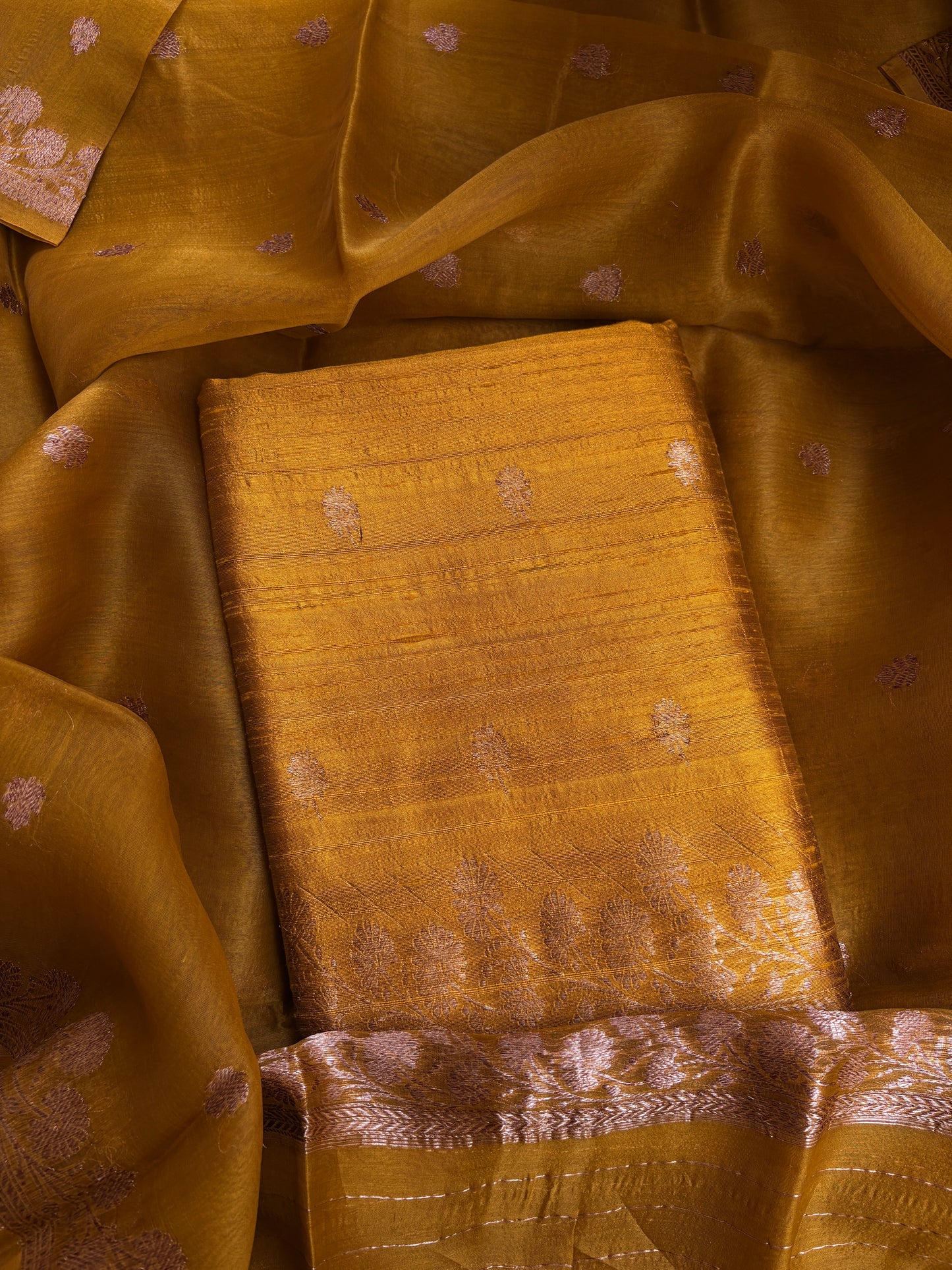 Raw silk kadhwa suit set