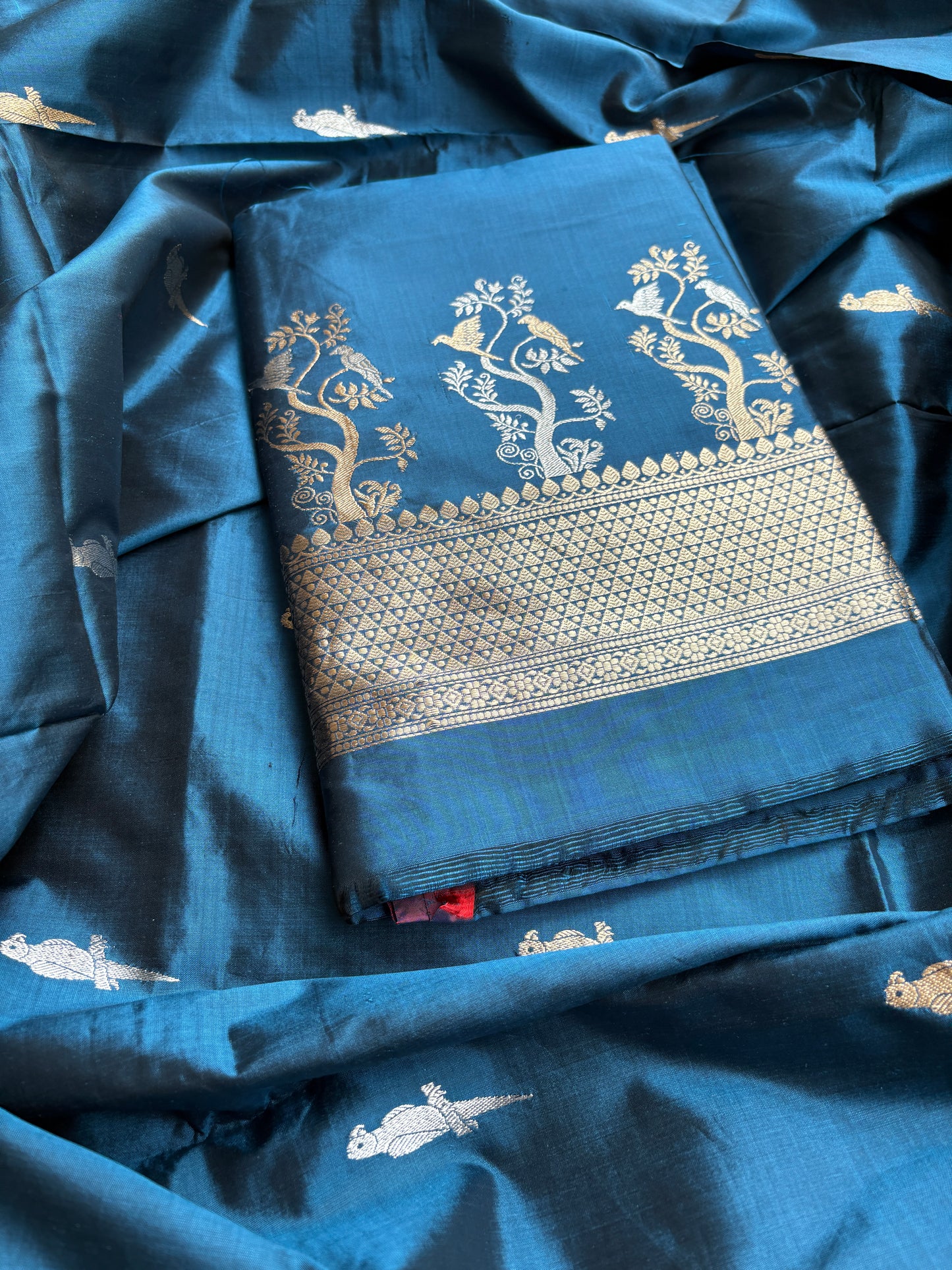 Blue katan by katan kadhwa silk suit set
