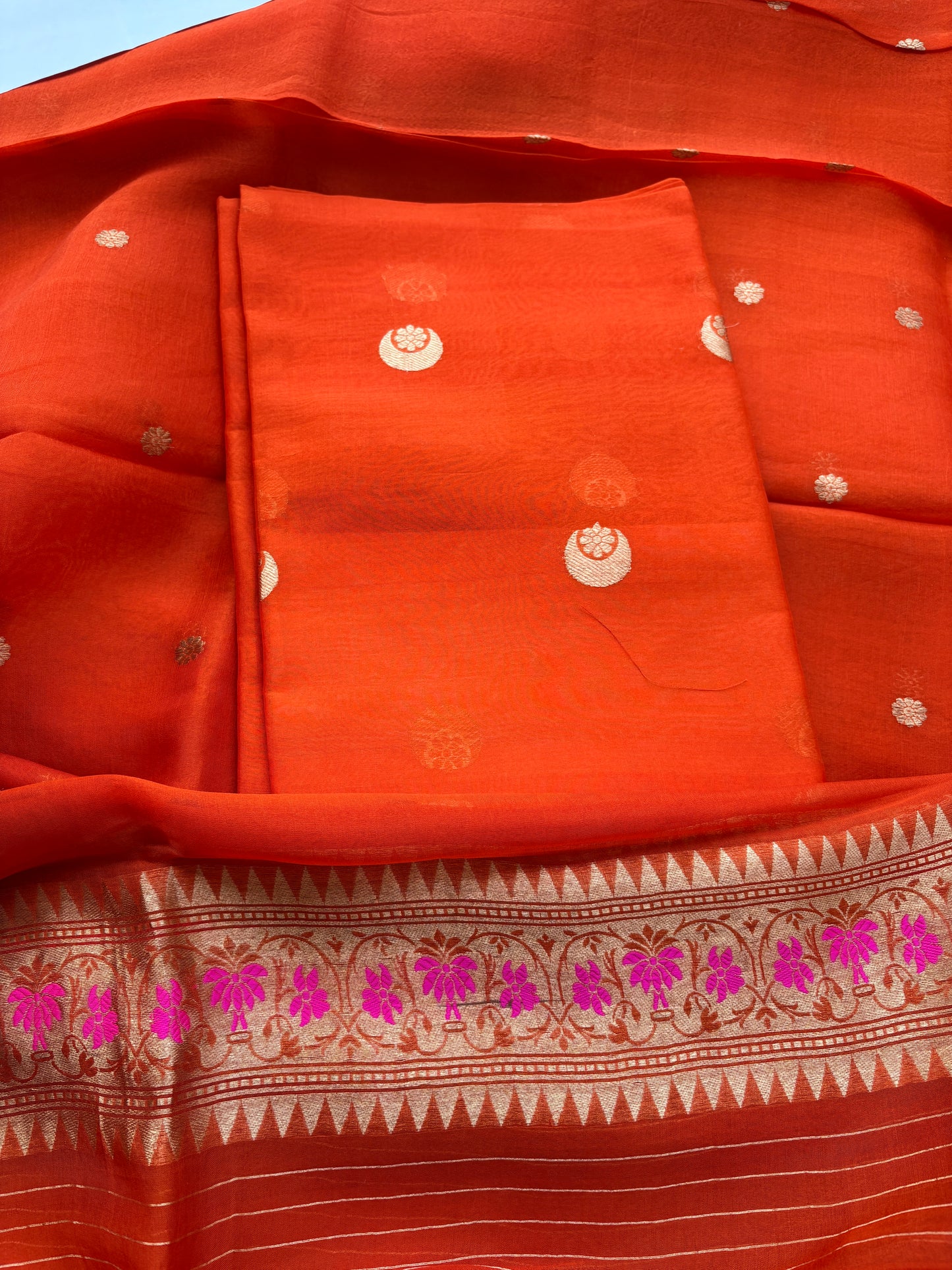 Orange Kora Chand Tara suit set