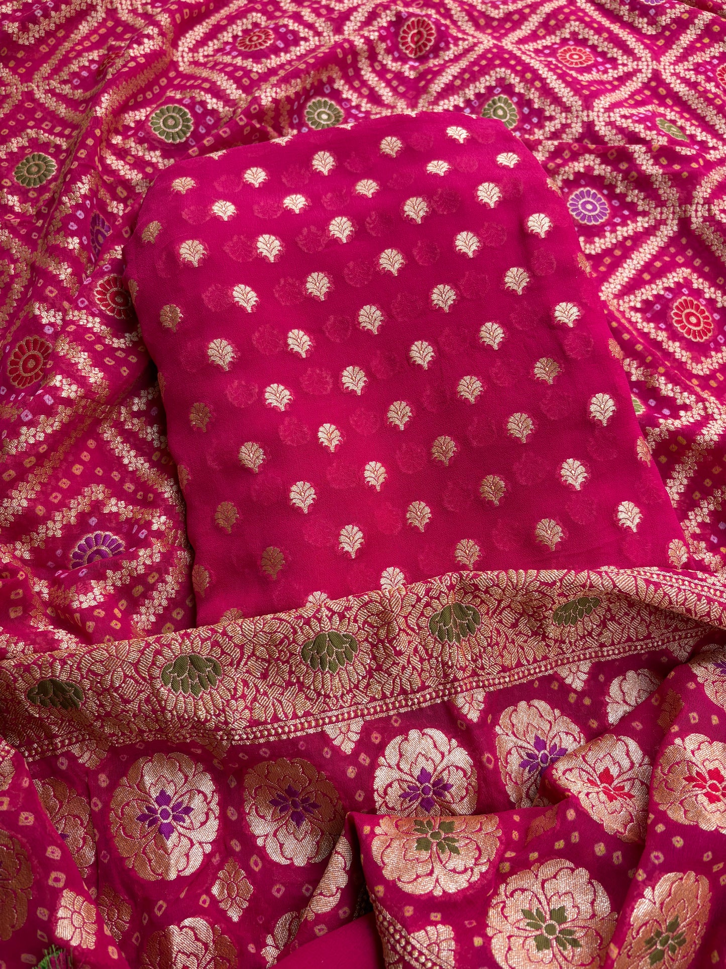 Pink Khaddi georgette 3 piece suit set