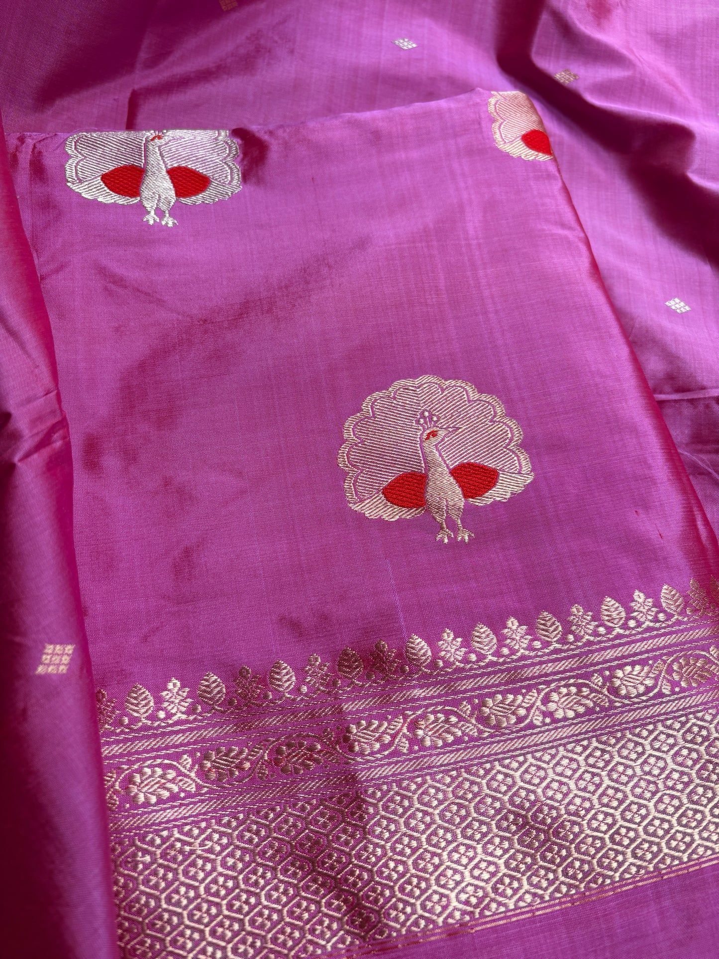 Pink katan by katan silk kadhwa suit set