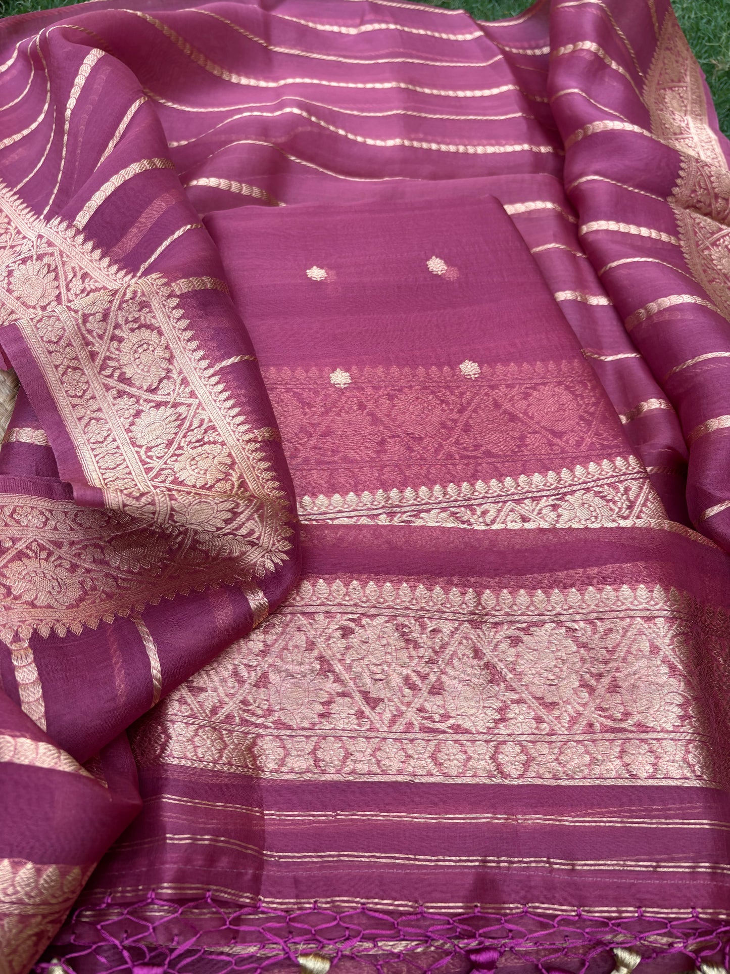 Pure kadhwa kora silk 3 piece suit set
