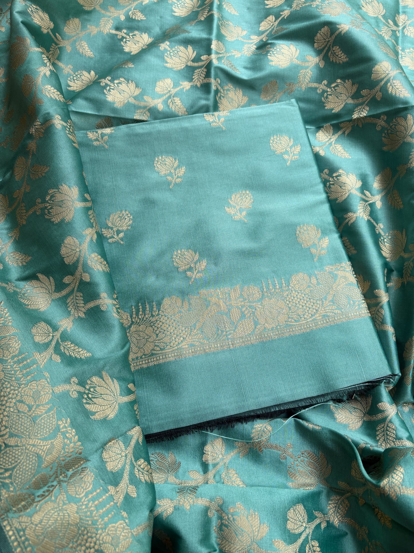 Blue premium Banarasi silk 3 piece suit set