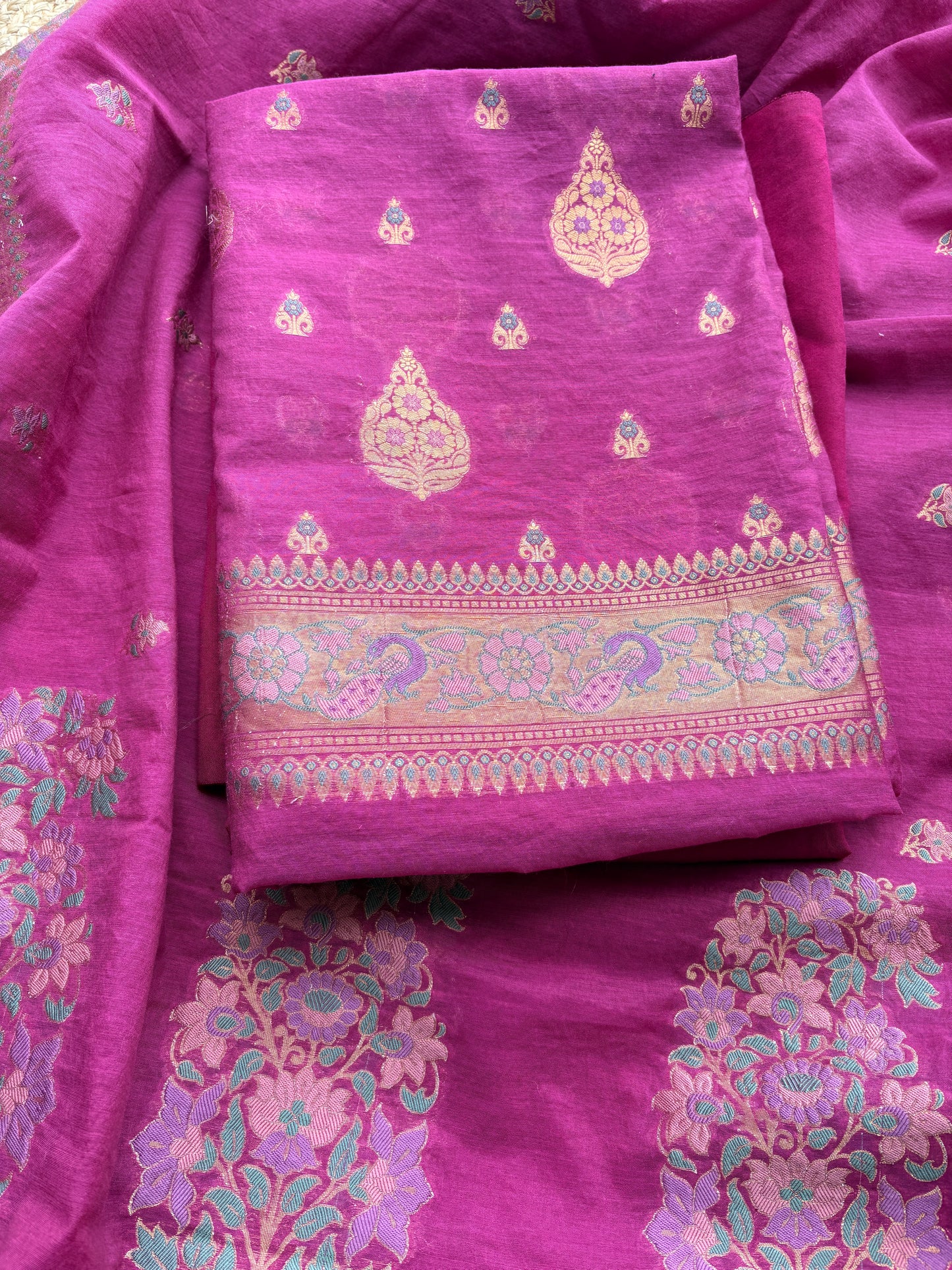 Purple kora kadhwa suit set