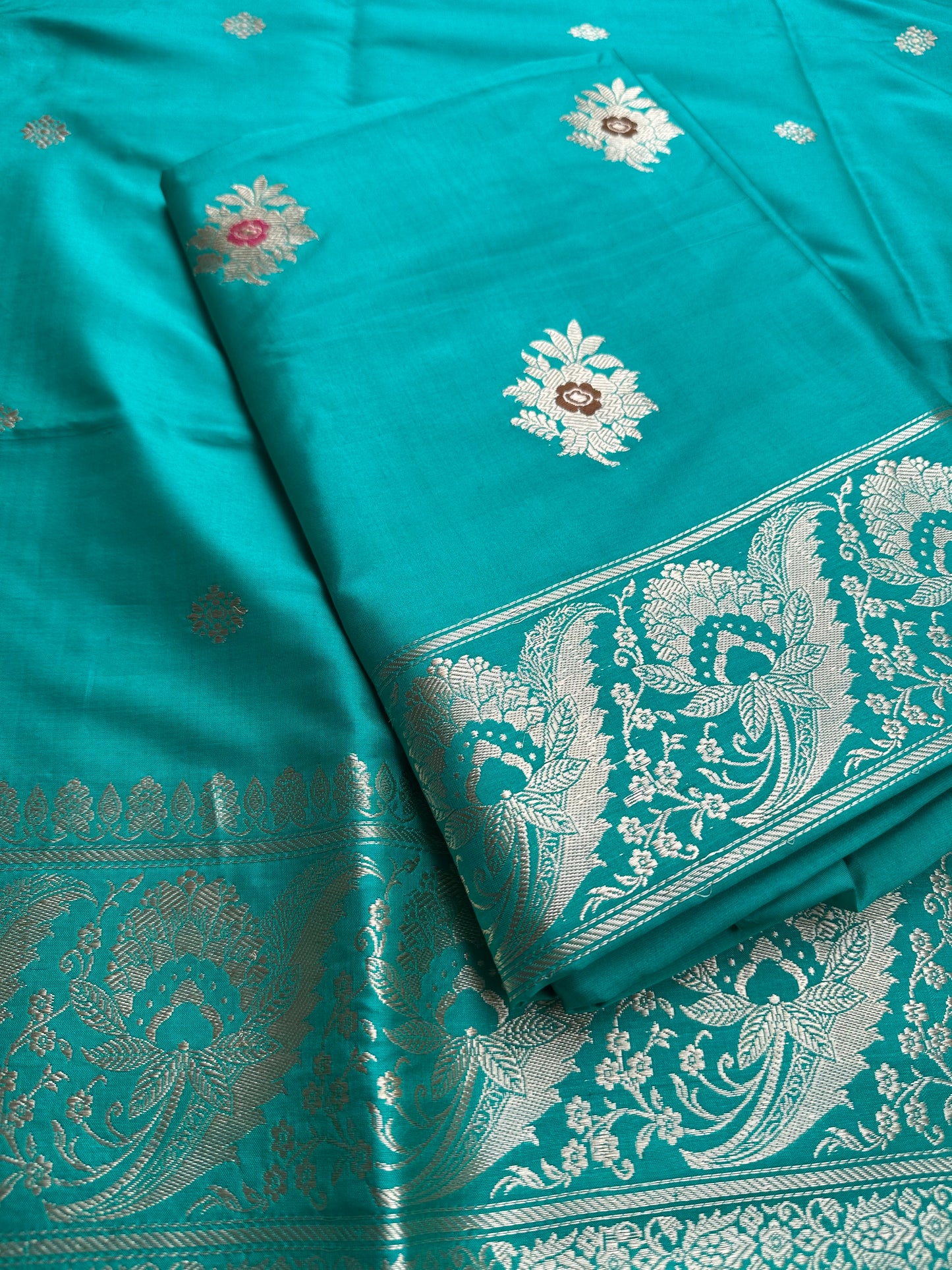 Sea green katan by katan silk 3 piece suit set