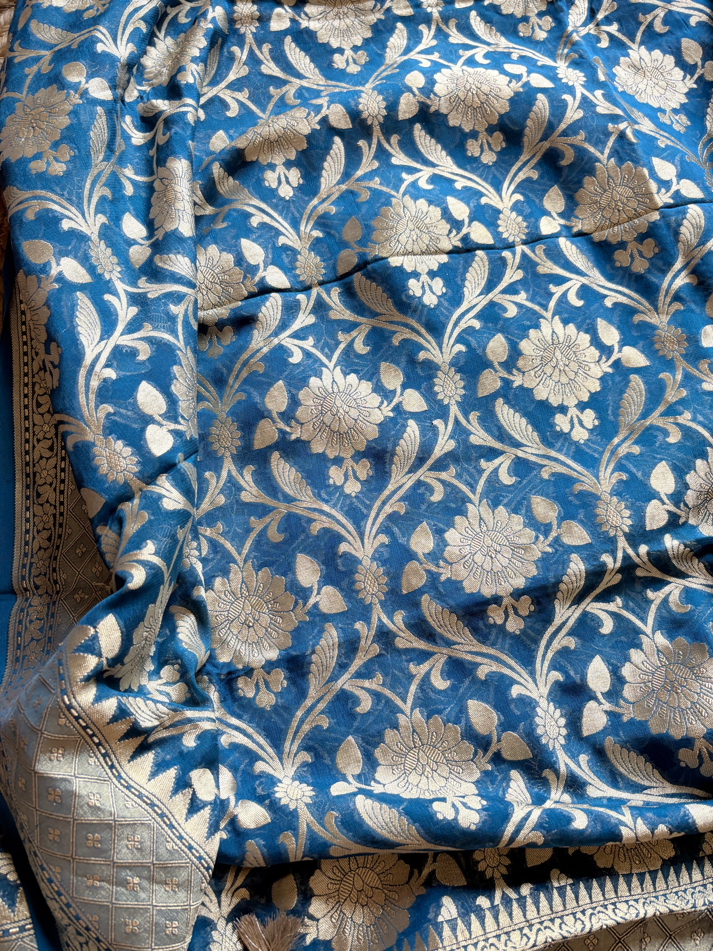Blue Khaddi georgette 3 pieces suit set