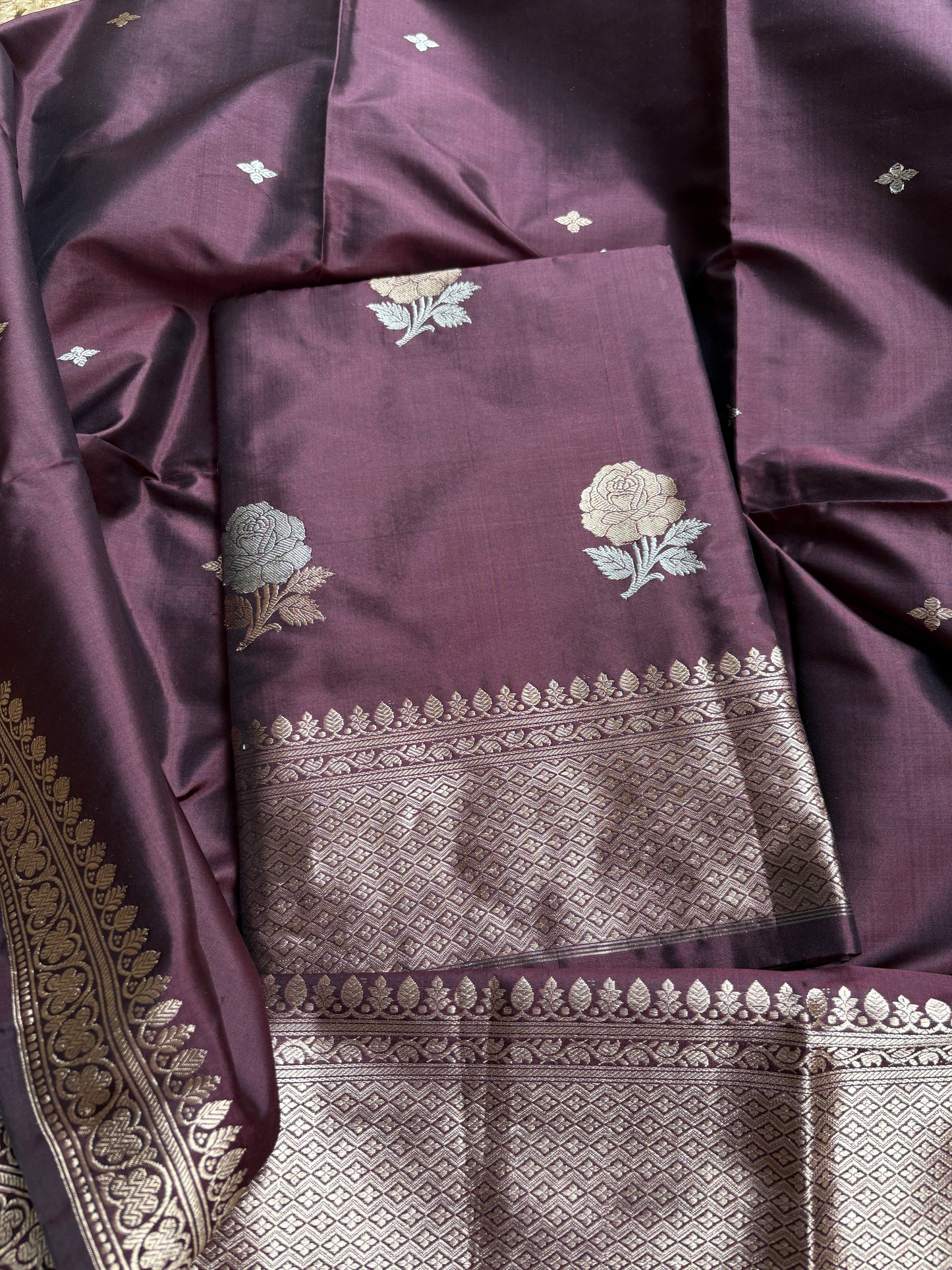 Coffee katan by katan silk kadhwa suit set