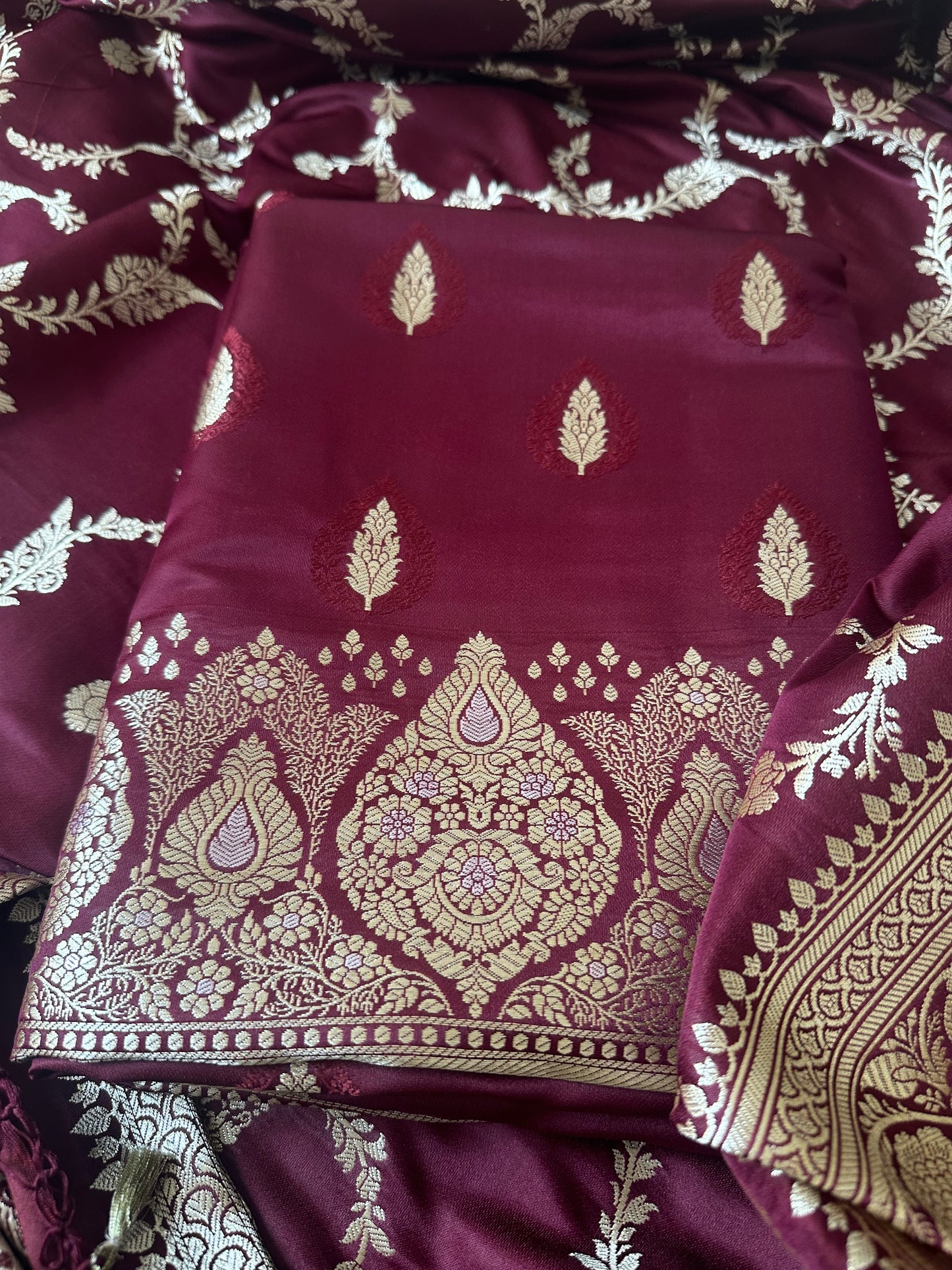 Maroon premium mashru silk suit
