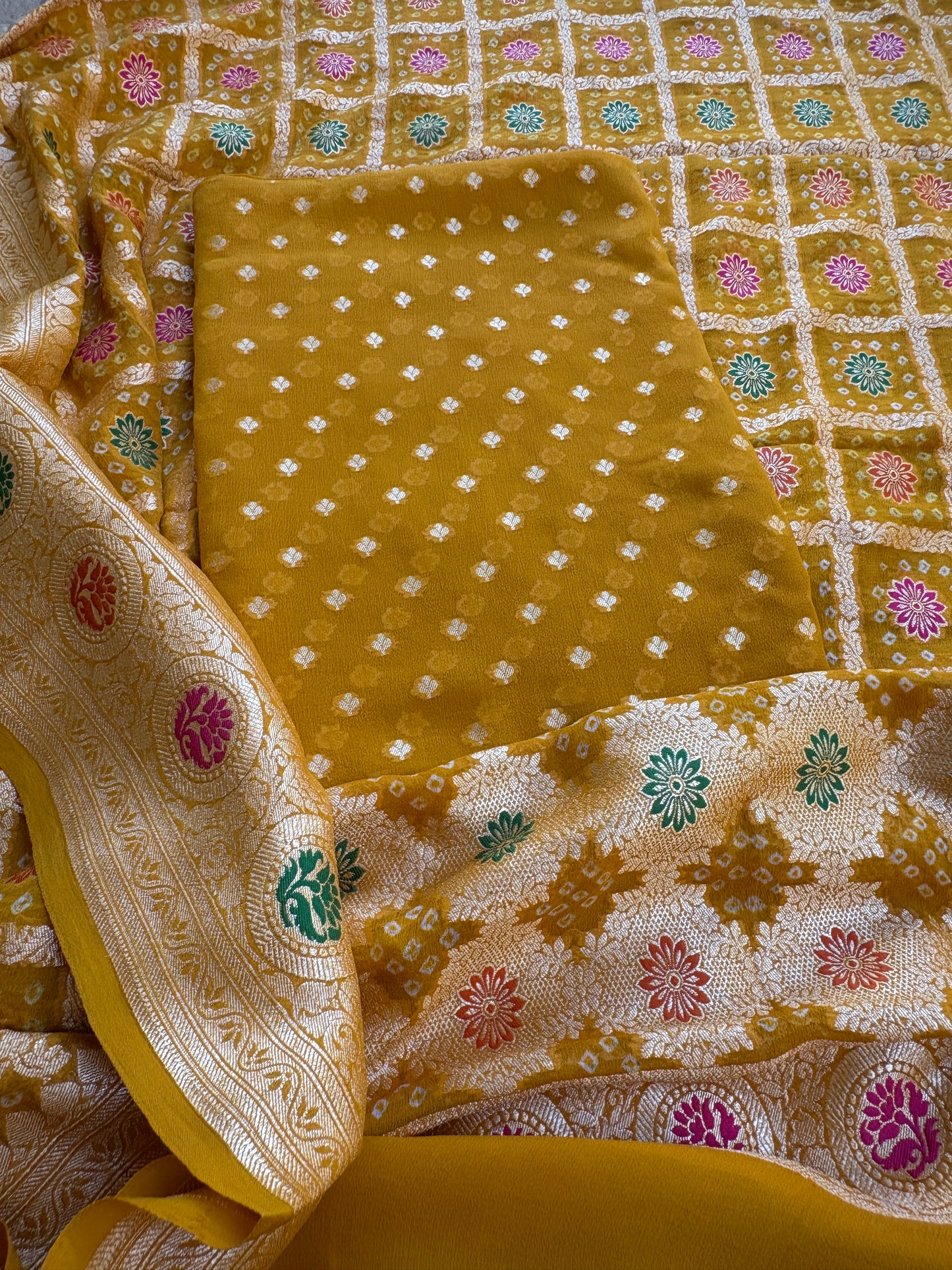 Mustard Khaddi georgette suit set