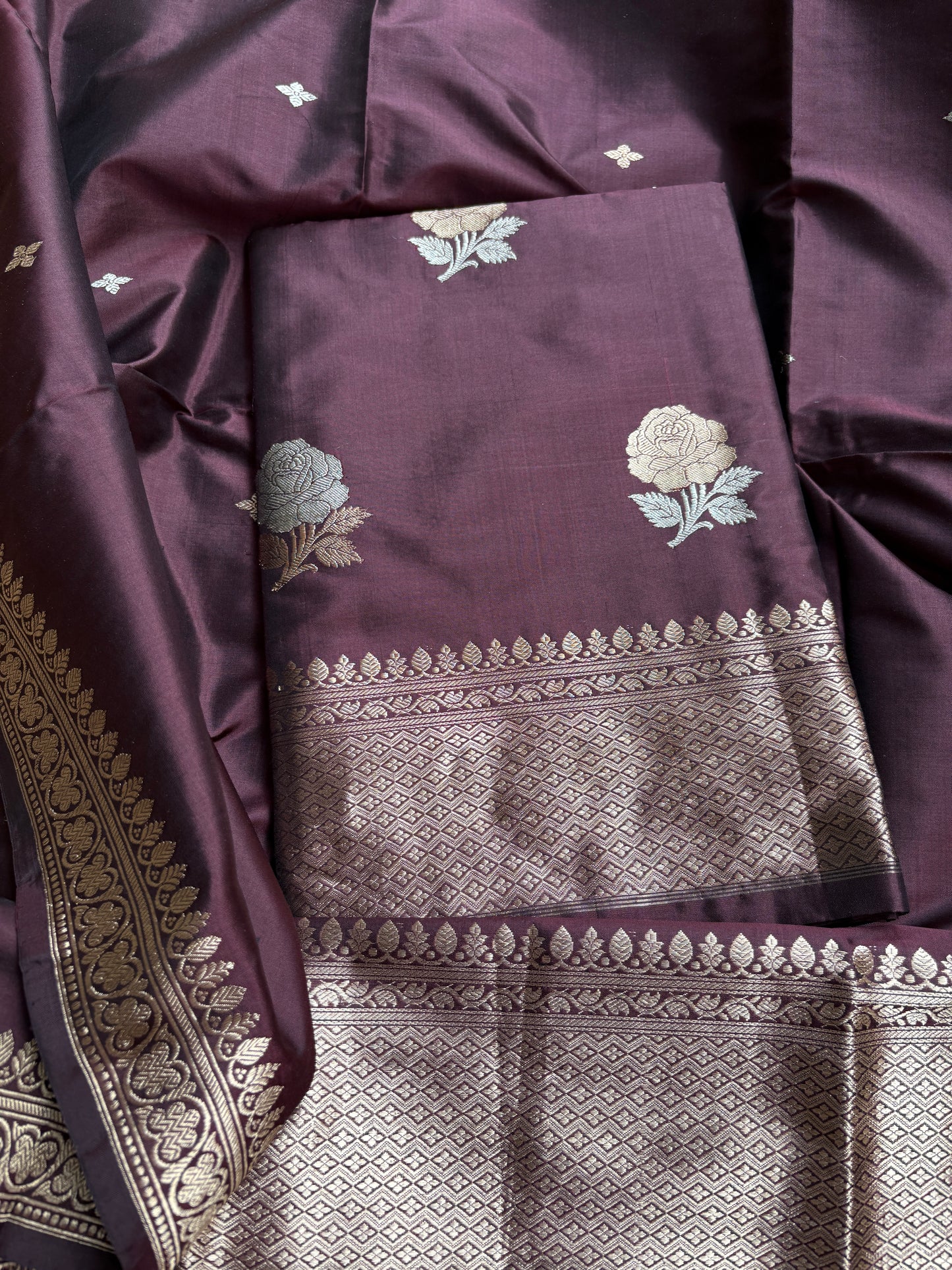 Coffee katan by katan silk kadhwa suit set