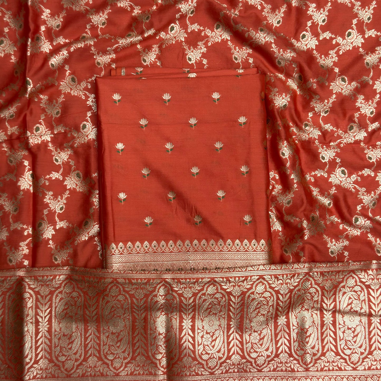 Rust mulberry silk suit set