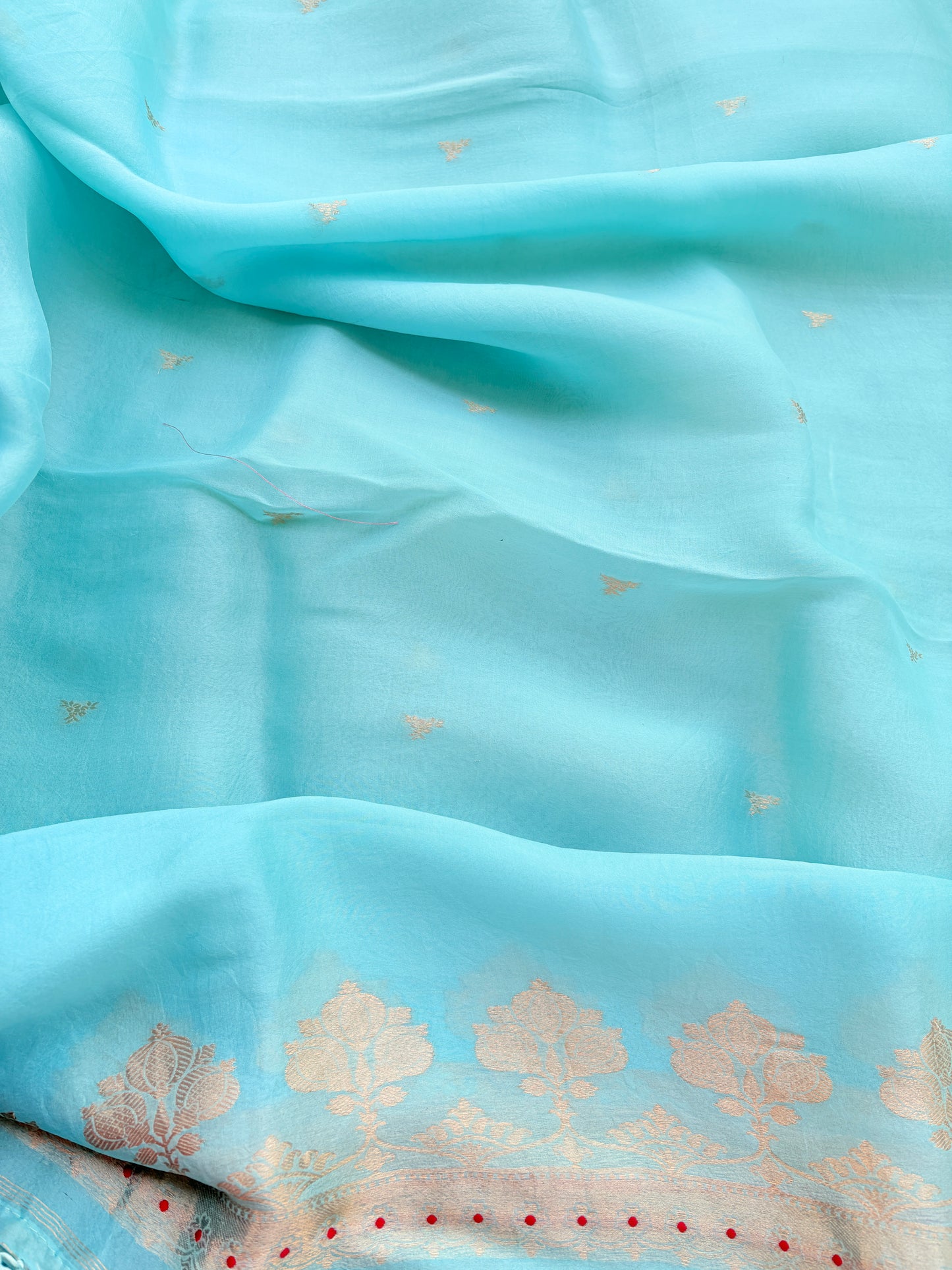 Blue kora kadhwa silk suit set
