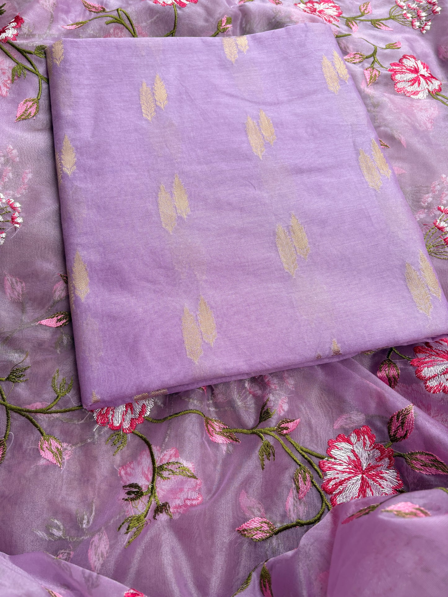 Lavender premium Banarasi silk suit set