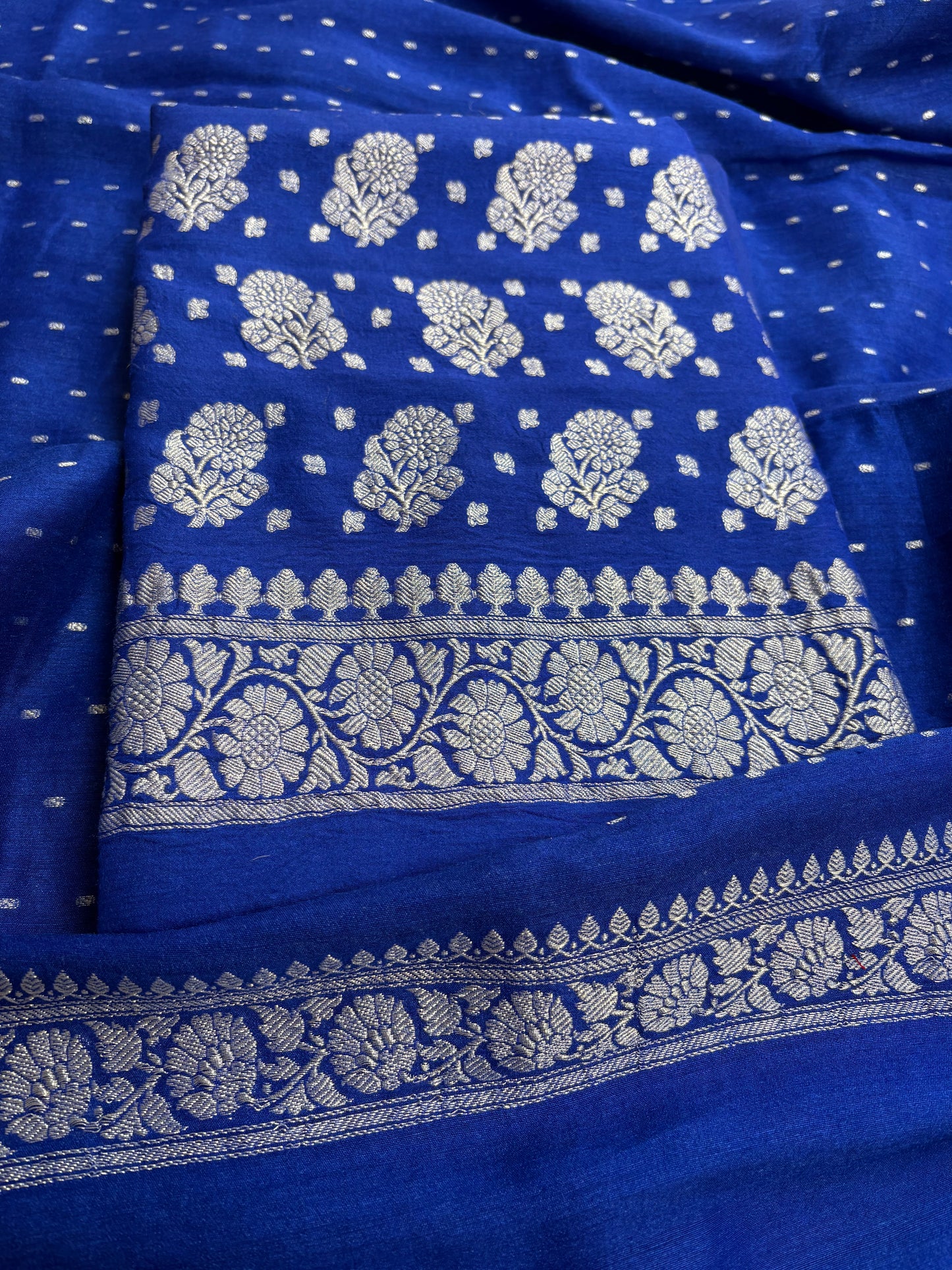 Blue moonga chiffon 3 piece suit set