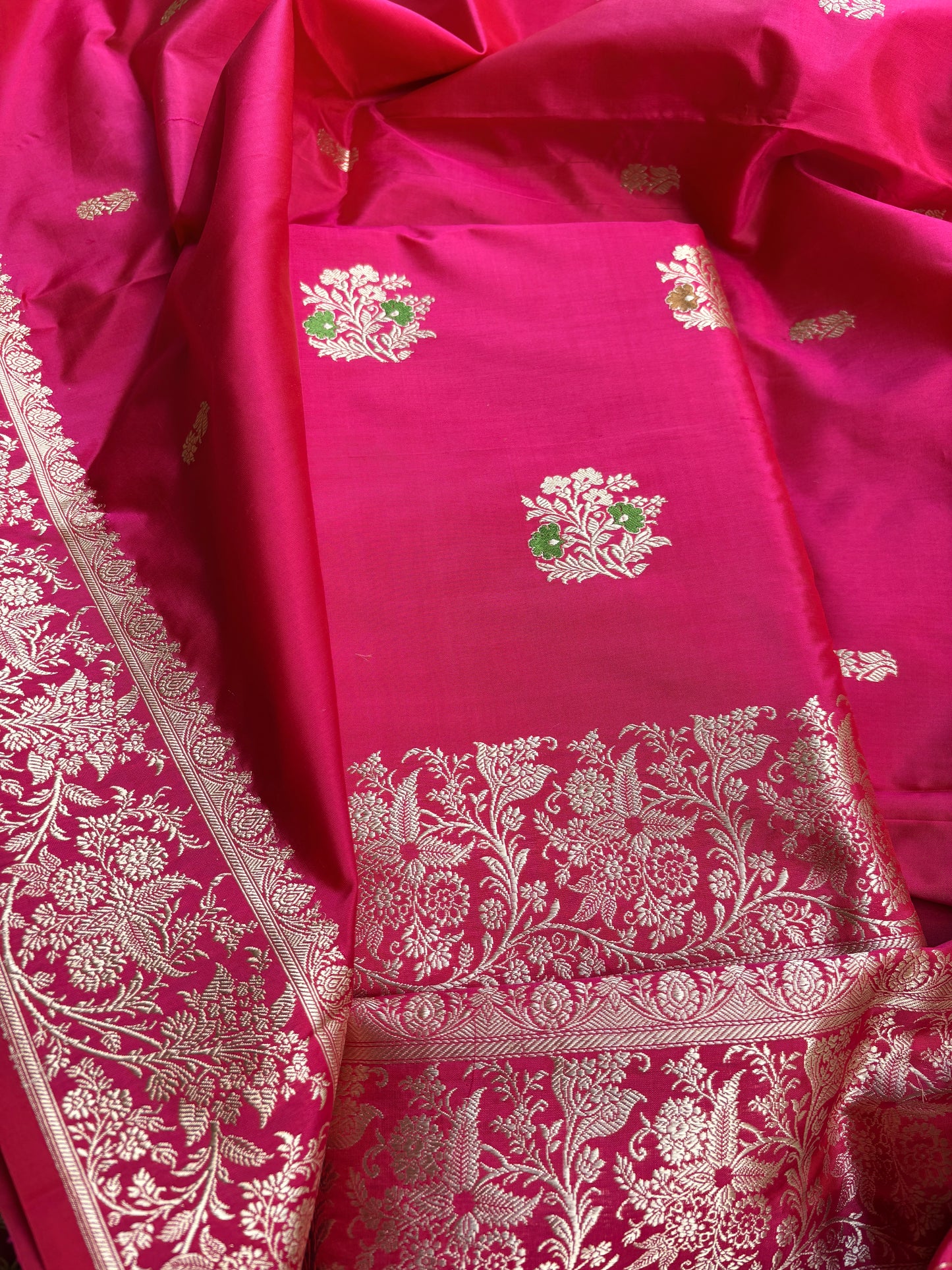 Pink katan by katan kadhwa silk suit set