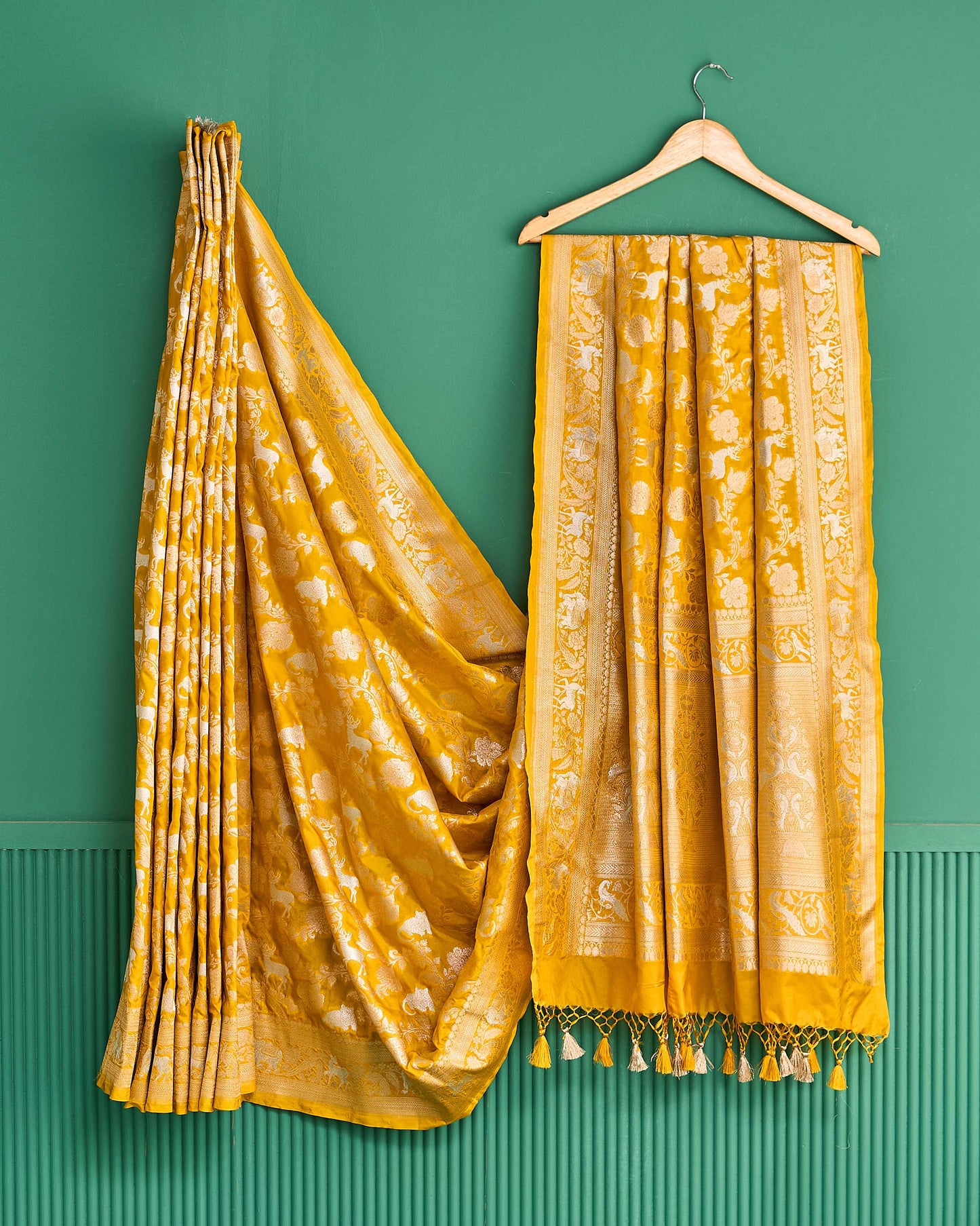 Yellow sona rupa banarsi silk saree