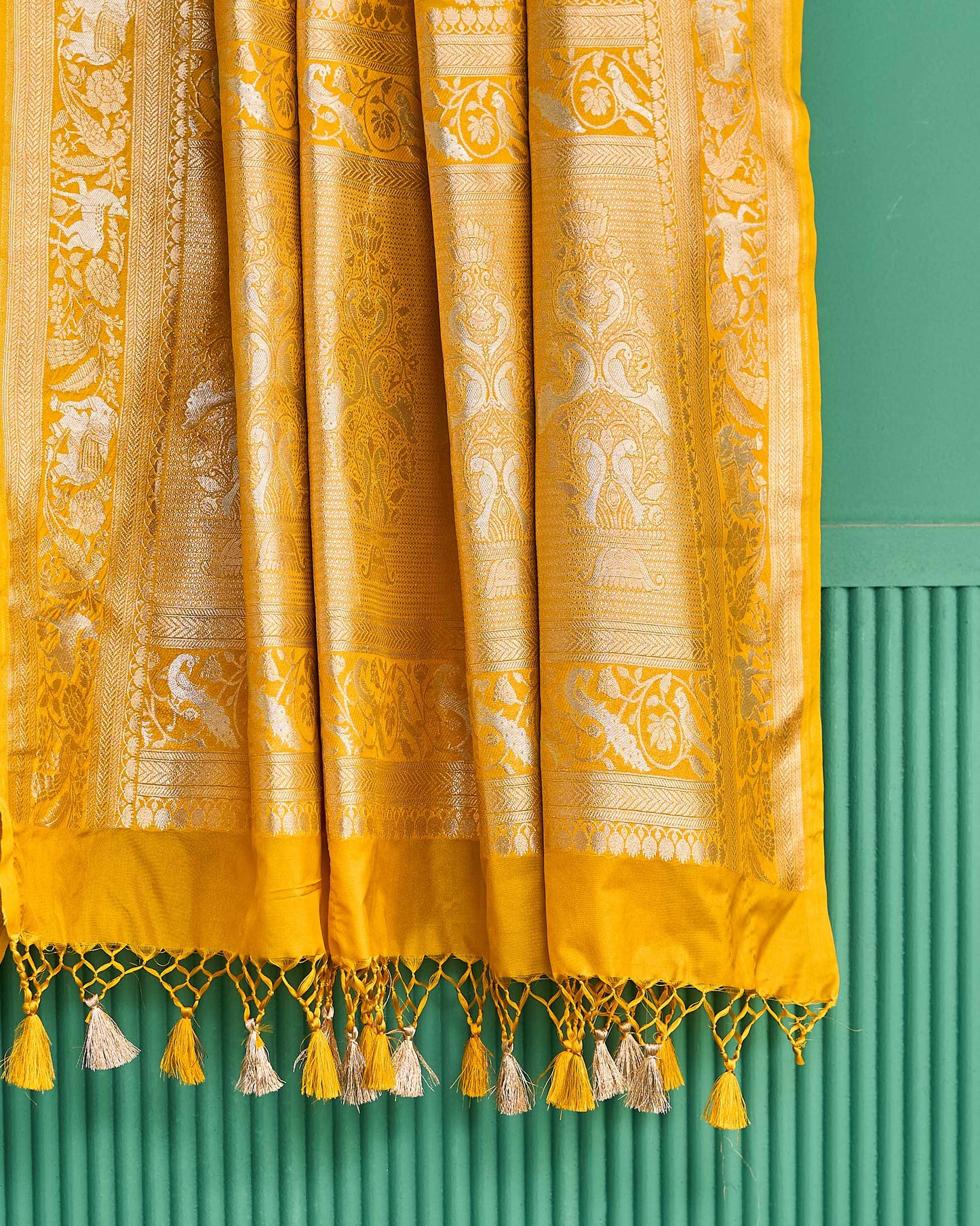 Yellow sona rupa banarsi silk saree