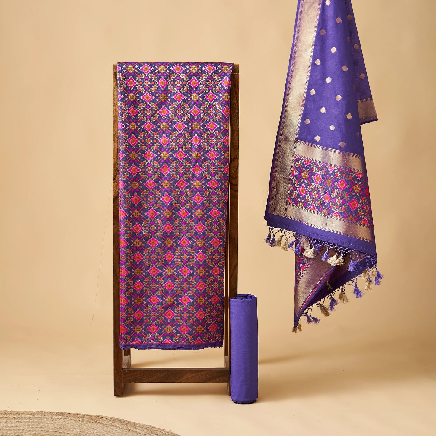 Purple Patola Meenadar 3 piece suit set