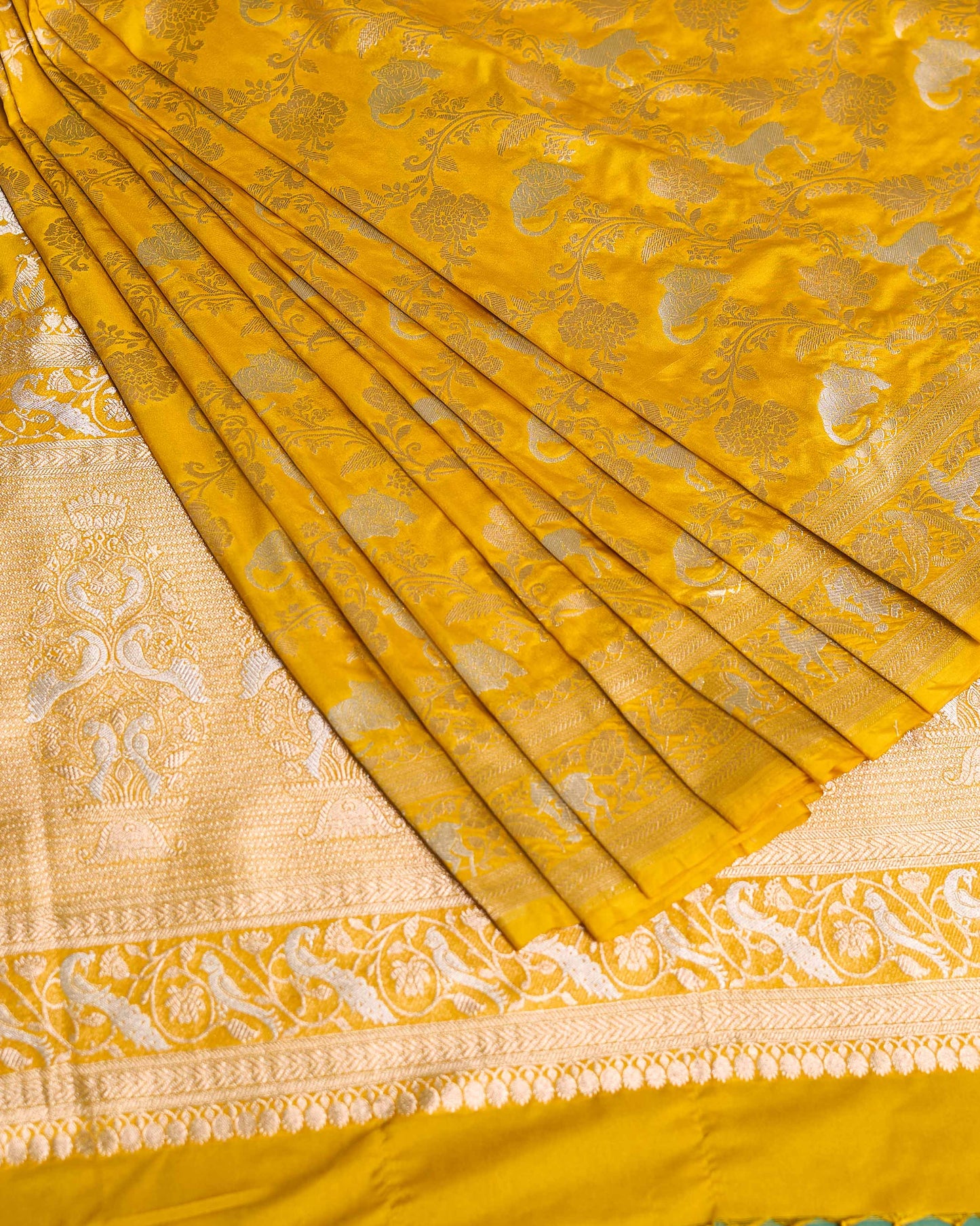 Yellow sona rupa banarsi silk saree
