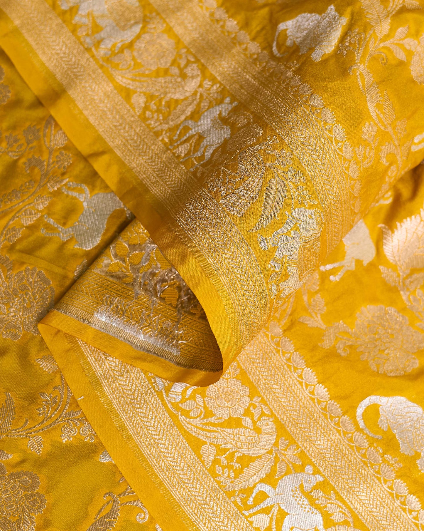 Yellow sona rupa banarsi silk saree