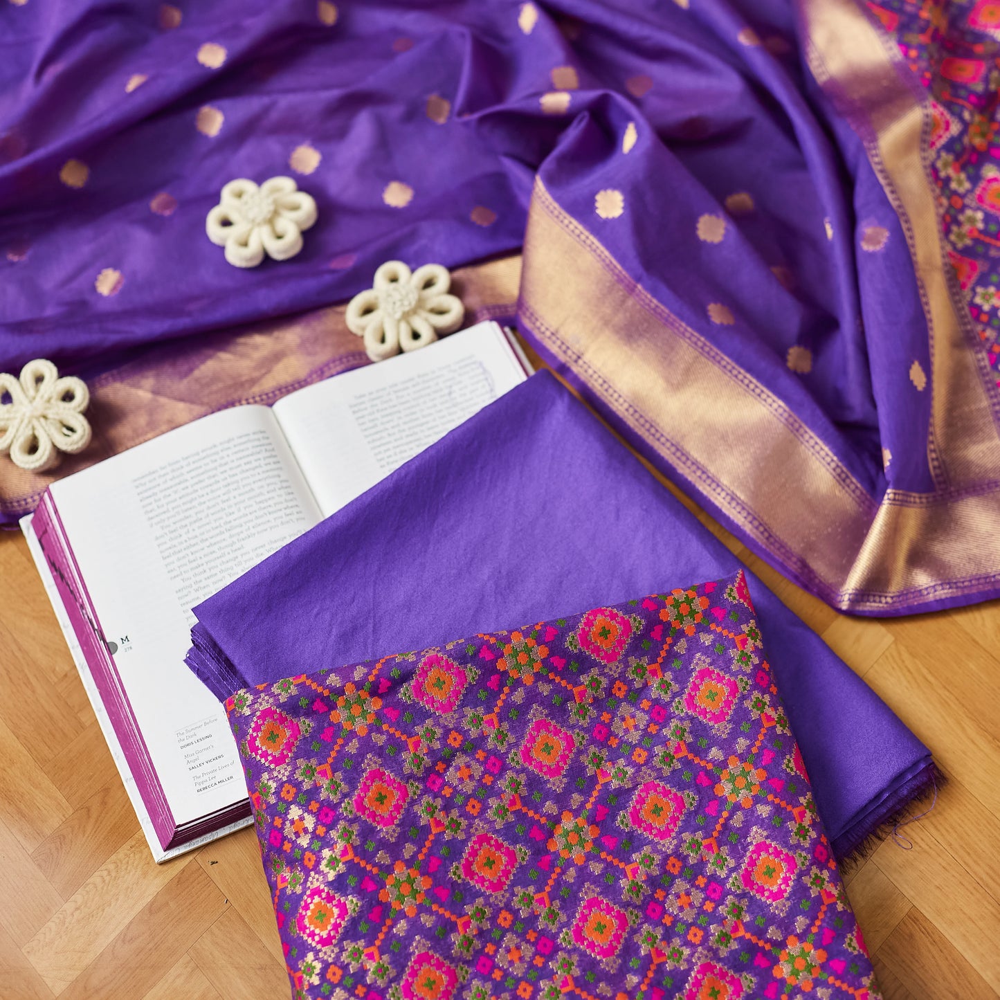 Purple Patola Meenadar 3 piece suit set