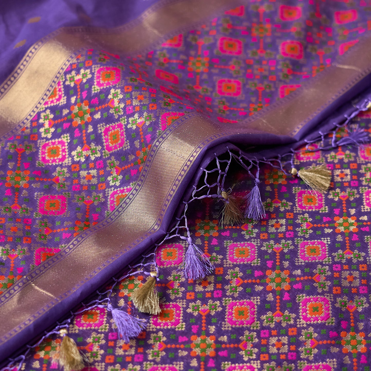 Purple Patola Meenadar 3 piece suit set