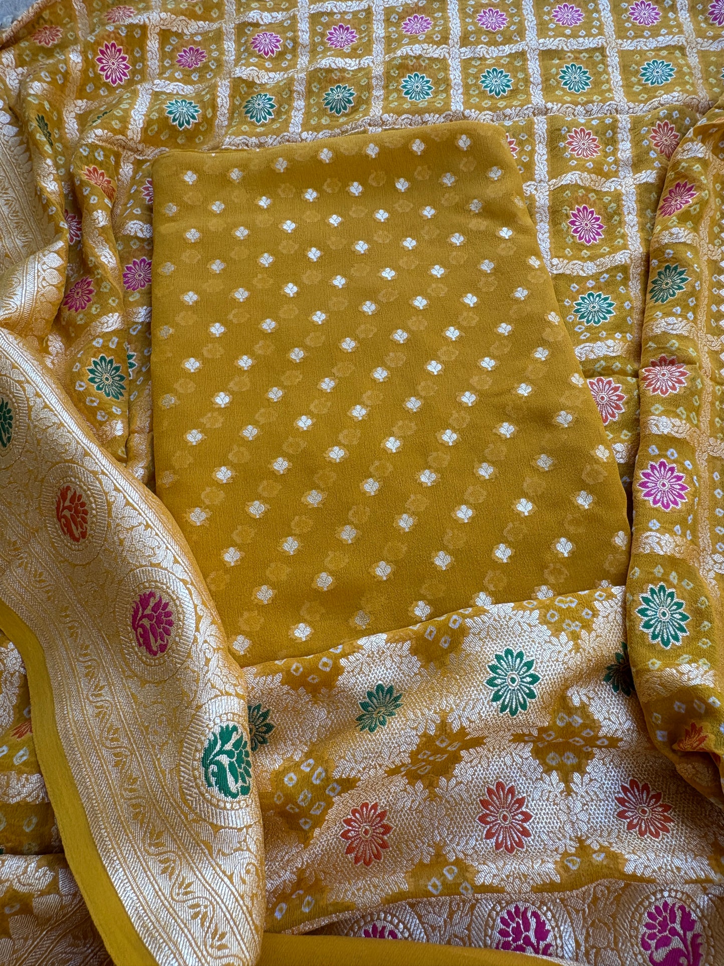 Mustard Khaddi georgette suit set