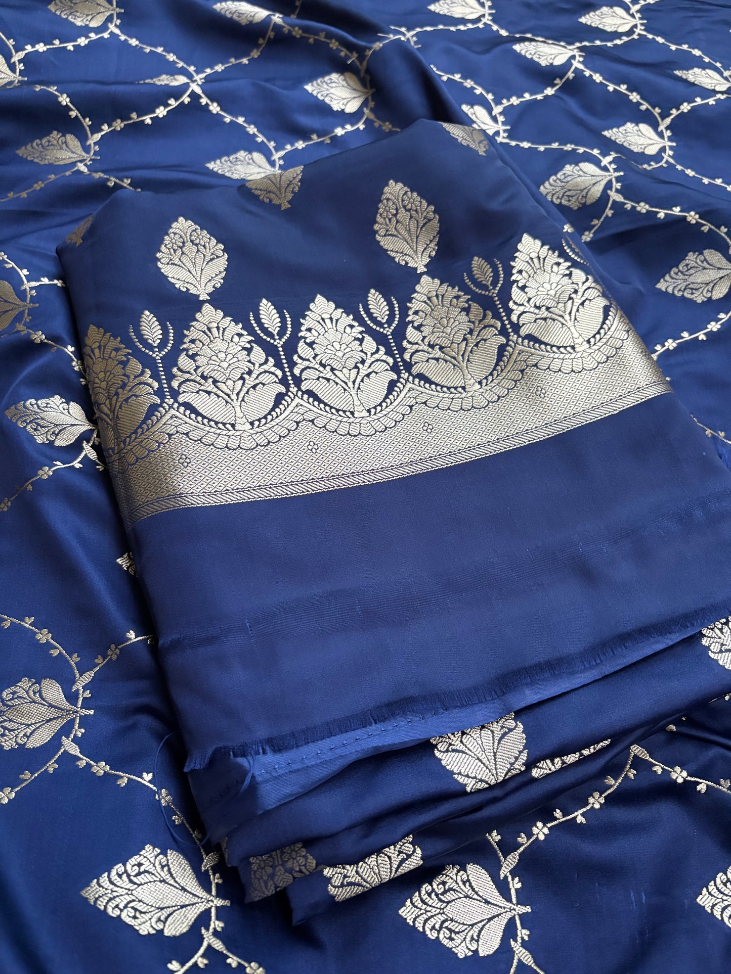 Blue mashru silk suit set