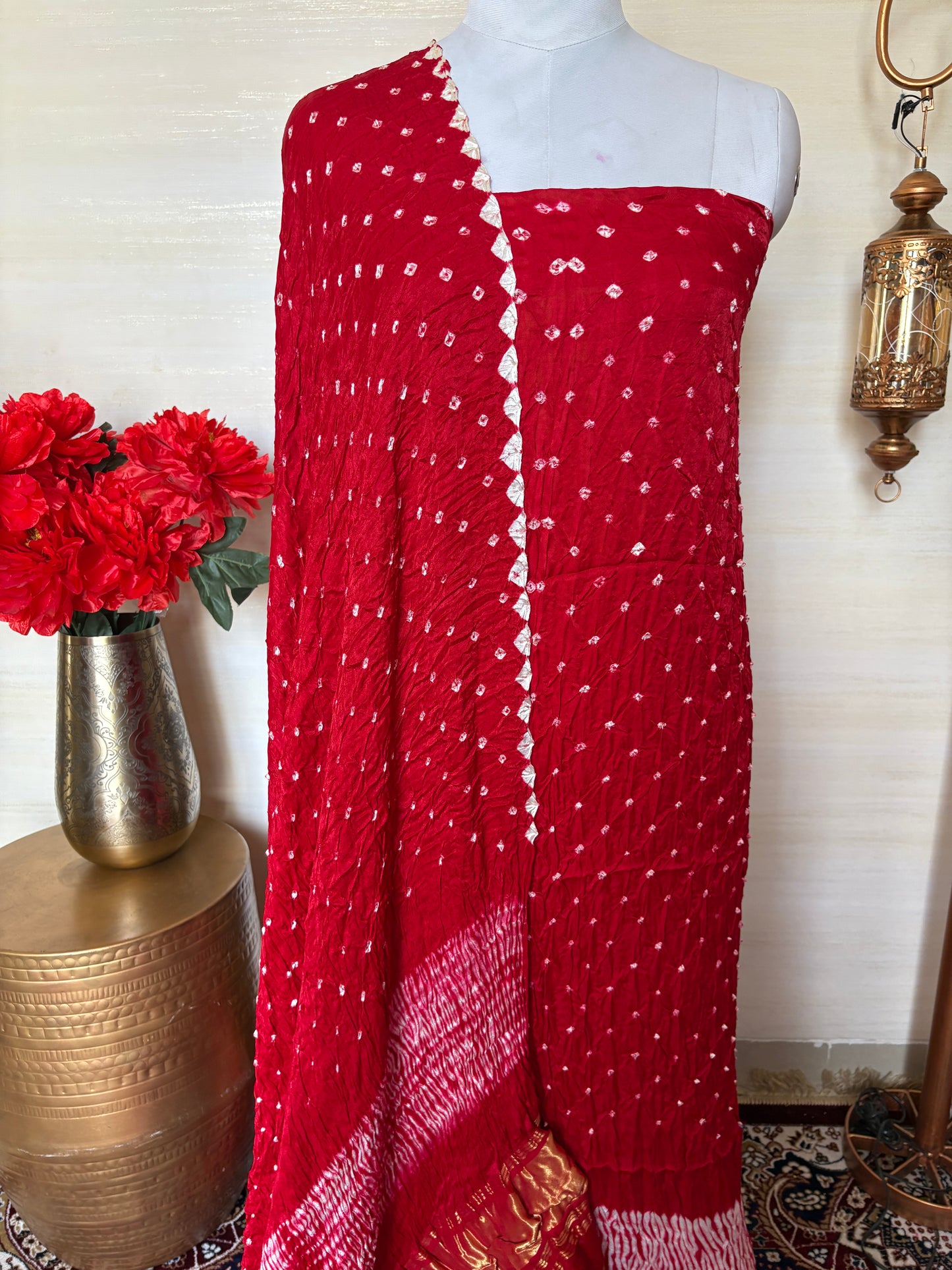 Red bandhani 3 piece suit set