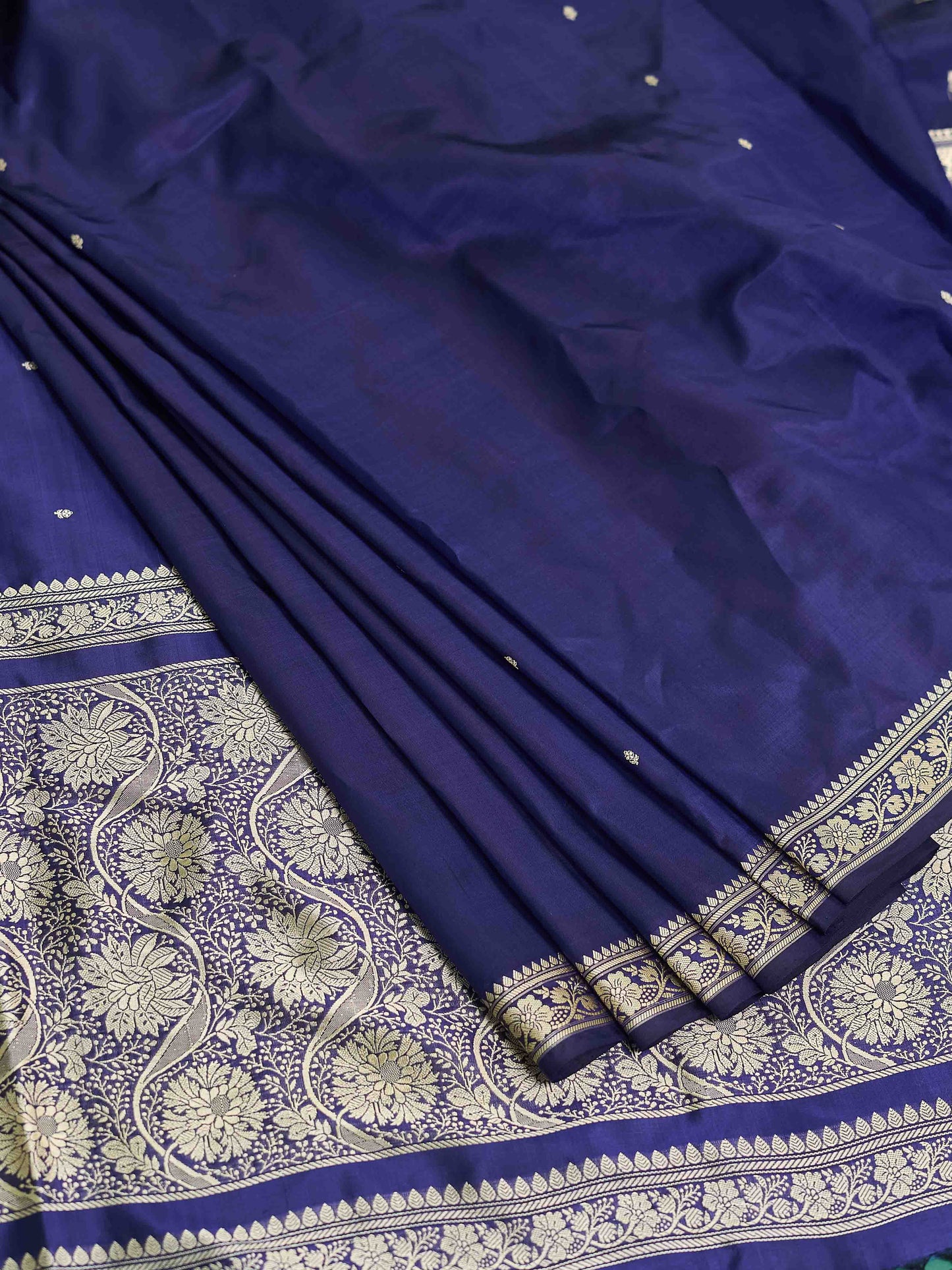 Blue purple katan silk kadhwa saree