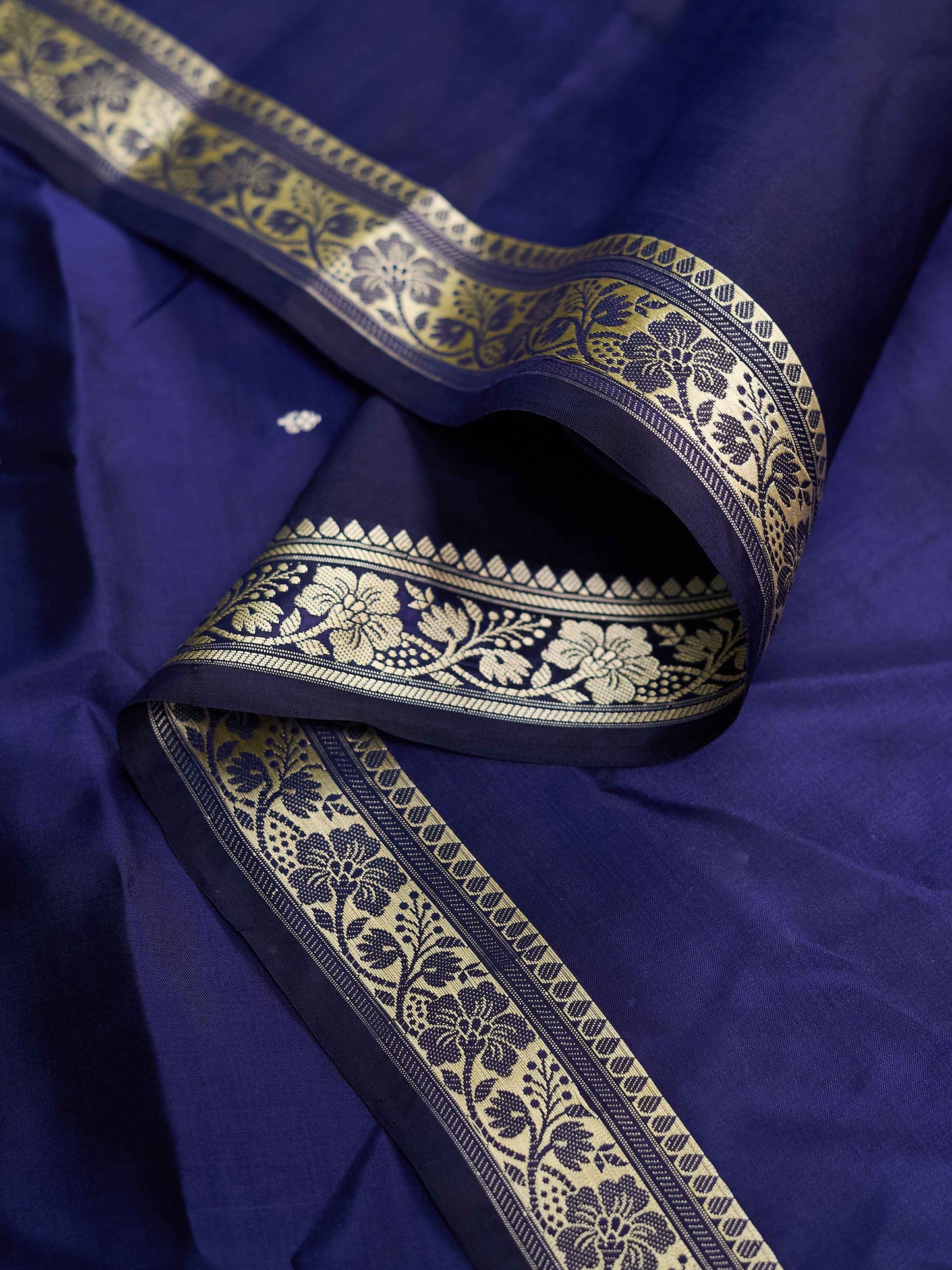Blue purple katan silk kadhwa saree