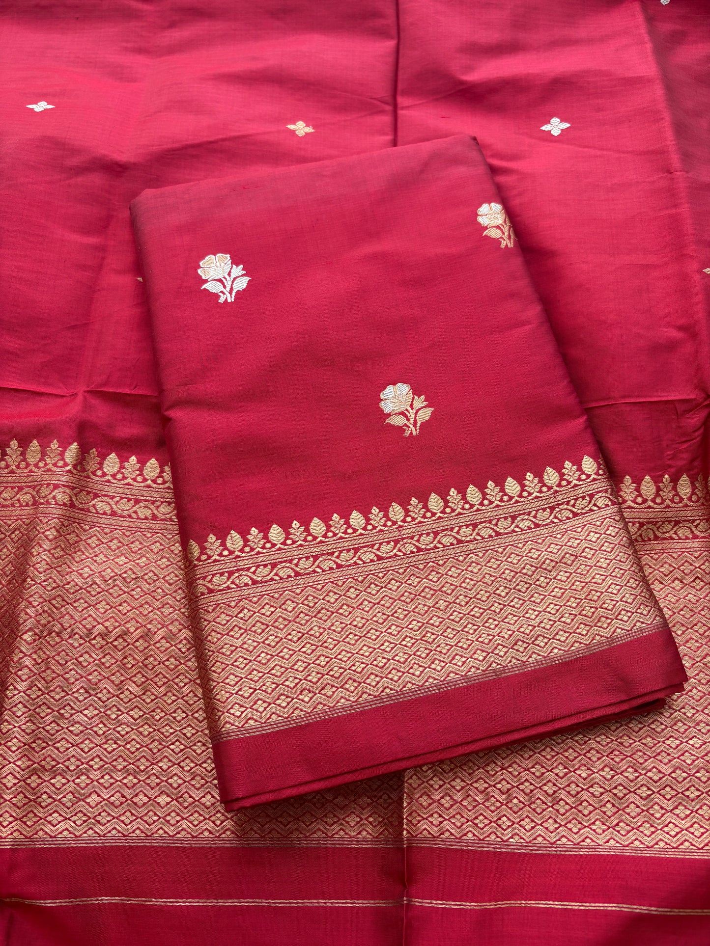 Red katan by katan silk suit set