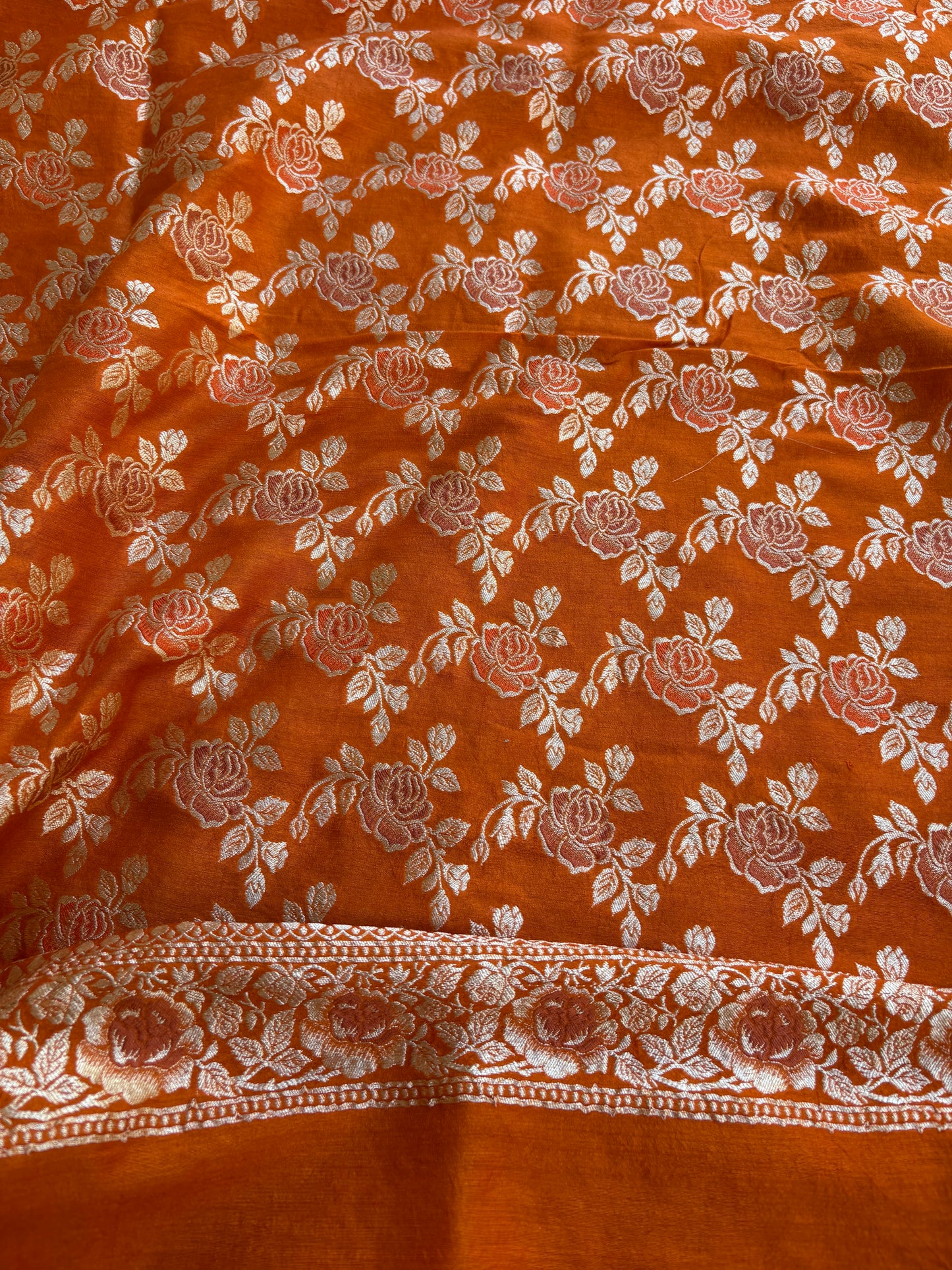 Orange moonga silk suit set