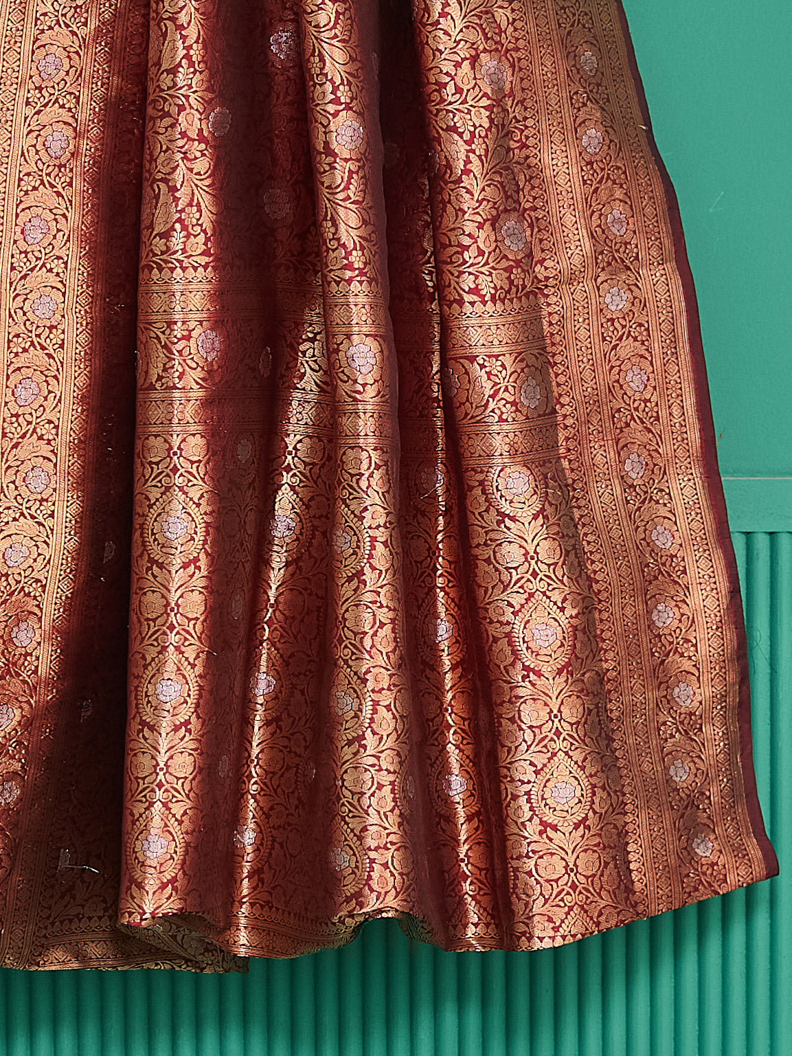 Maroon kadhwa weaving katan silk saree