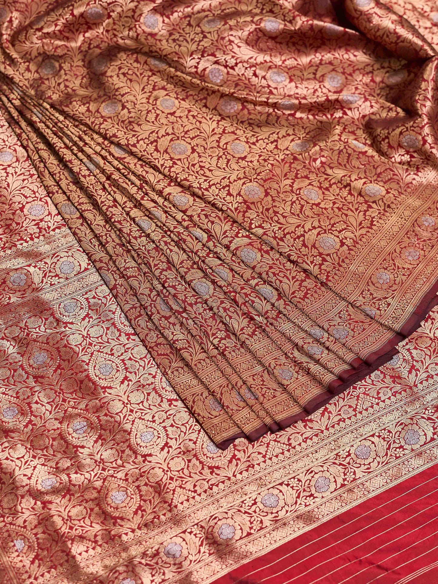 Maroon kadhwa weaving katan silk saree