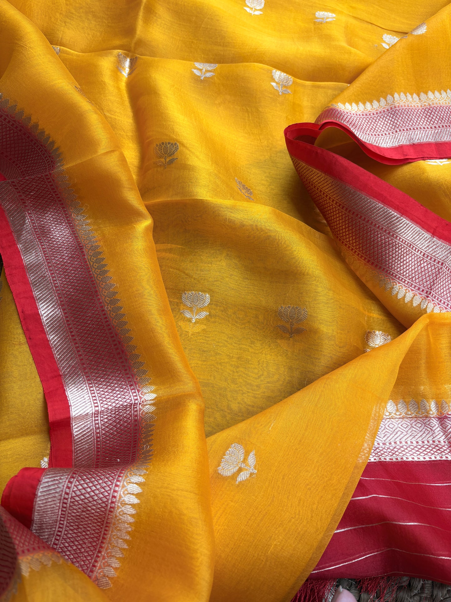 Yellow kora kadhwa suit set