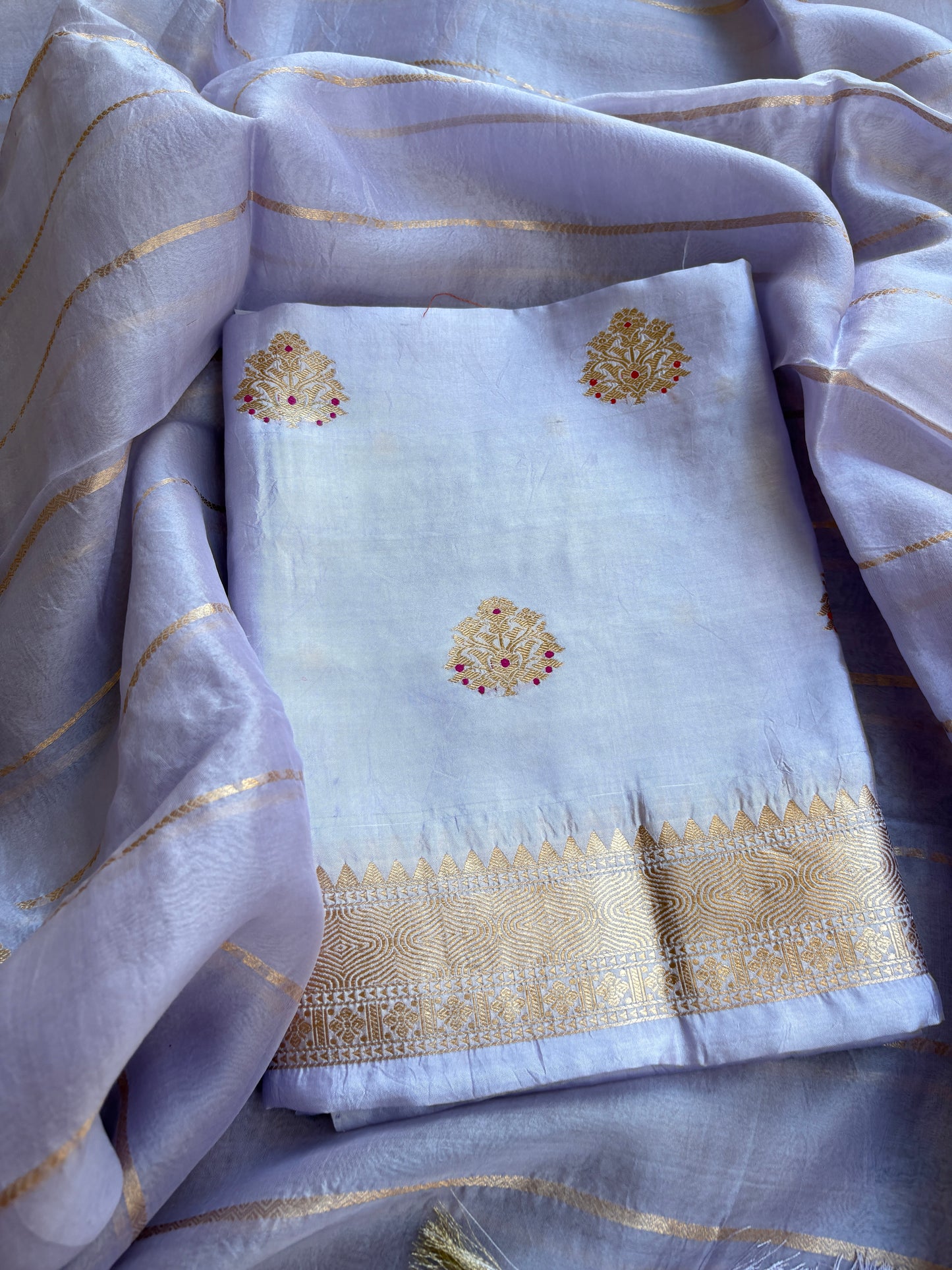Blue Chiniya kora meenadar suit set