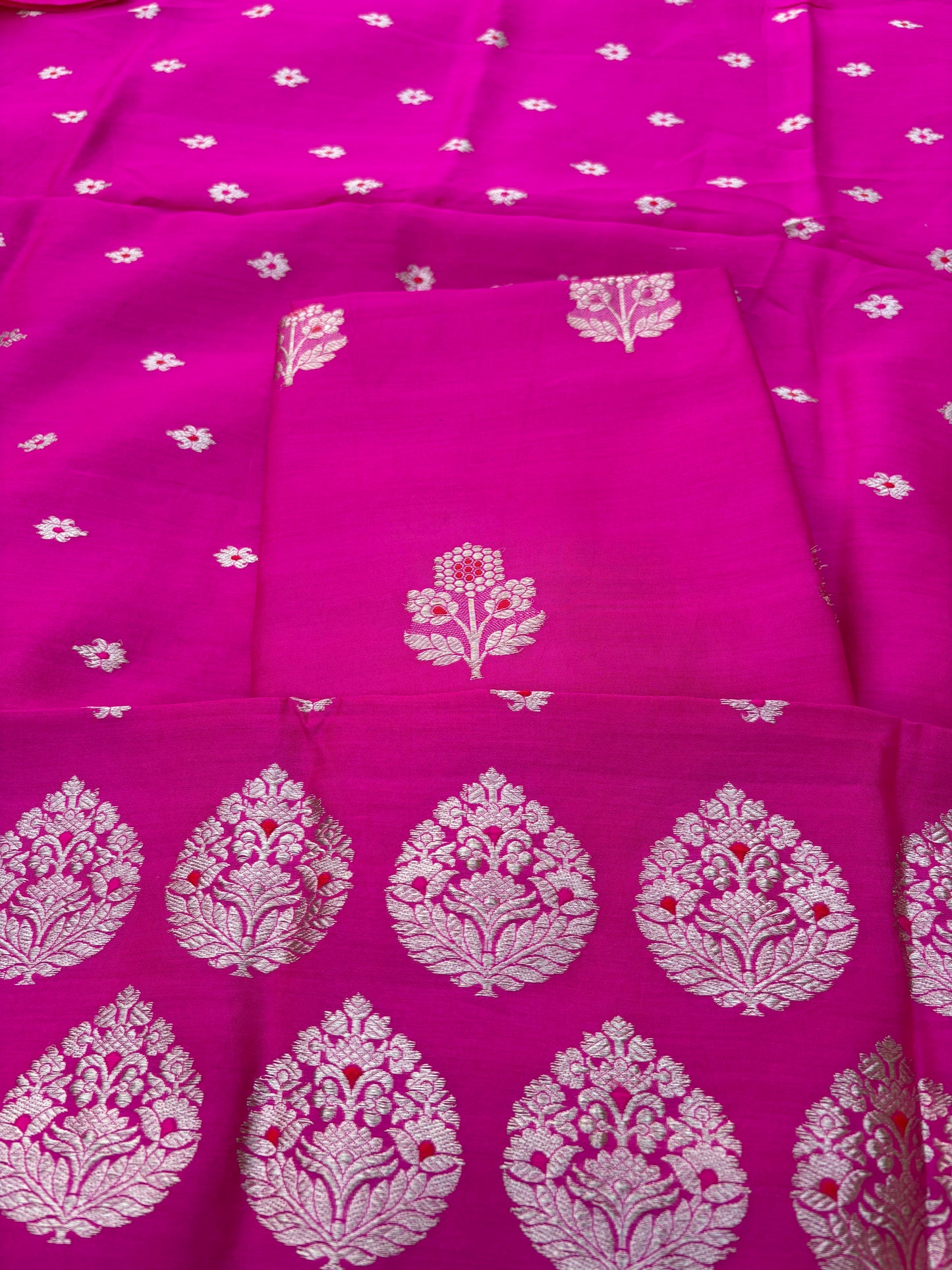 Pink Chiniya silk meenadar 3 piece suit set