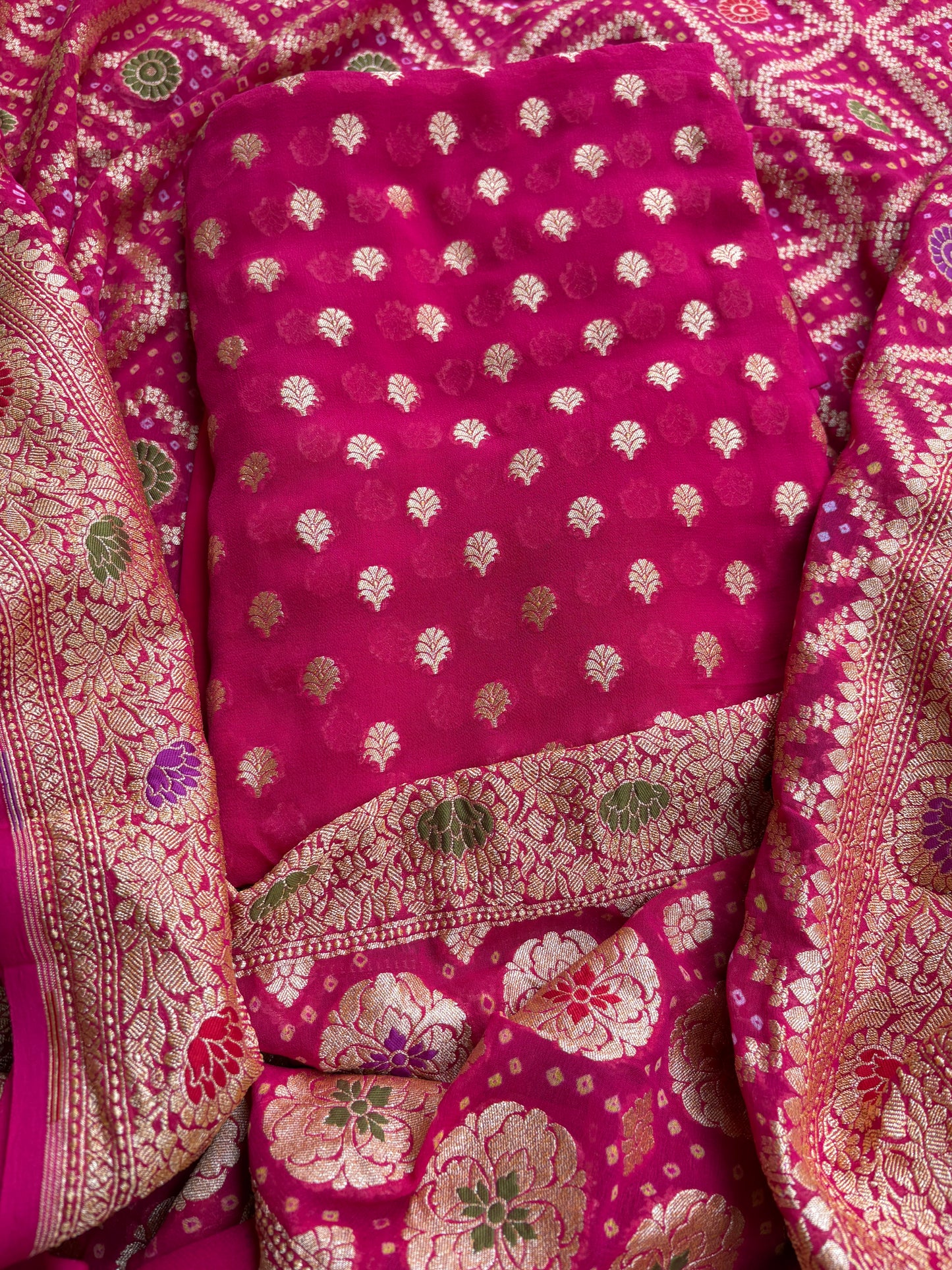 Pink Khaddi georgette 3 piece suit set