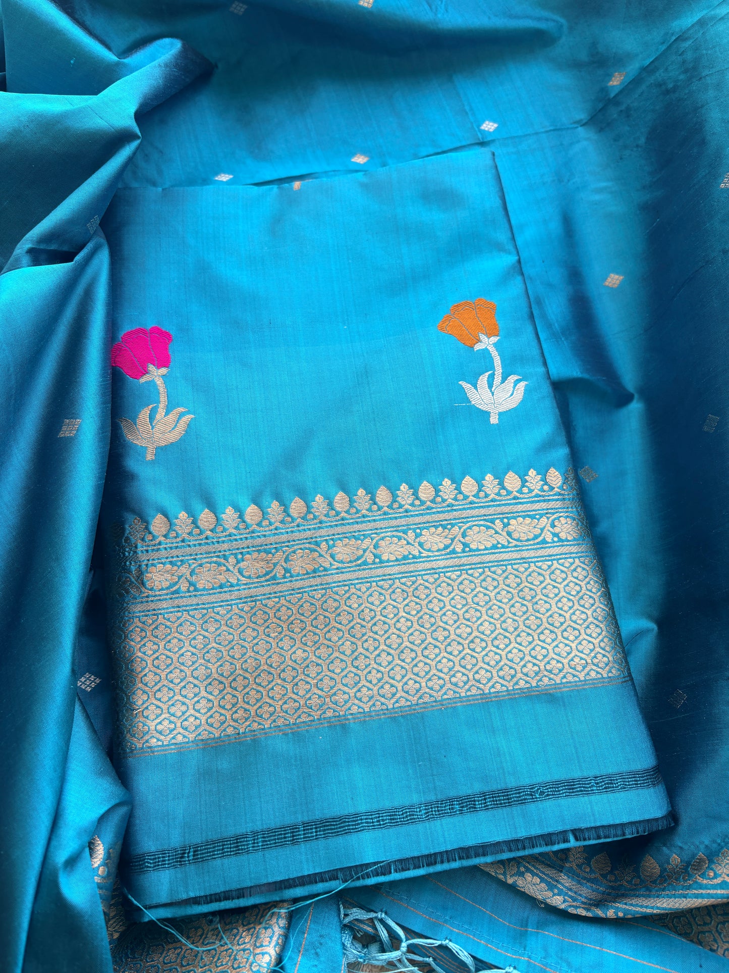 Blue Katan by Katan silk suit set
