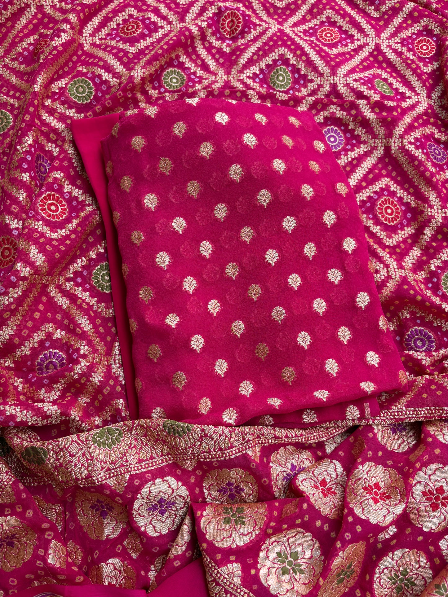 Pink Khaddi georgette 3 piece suit set