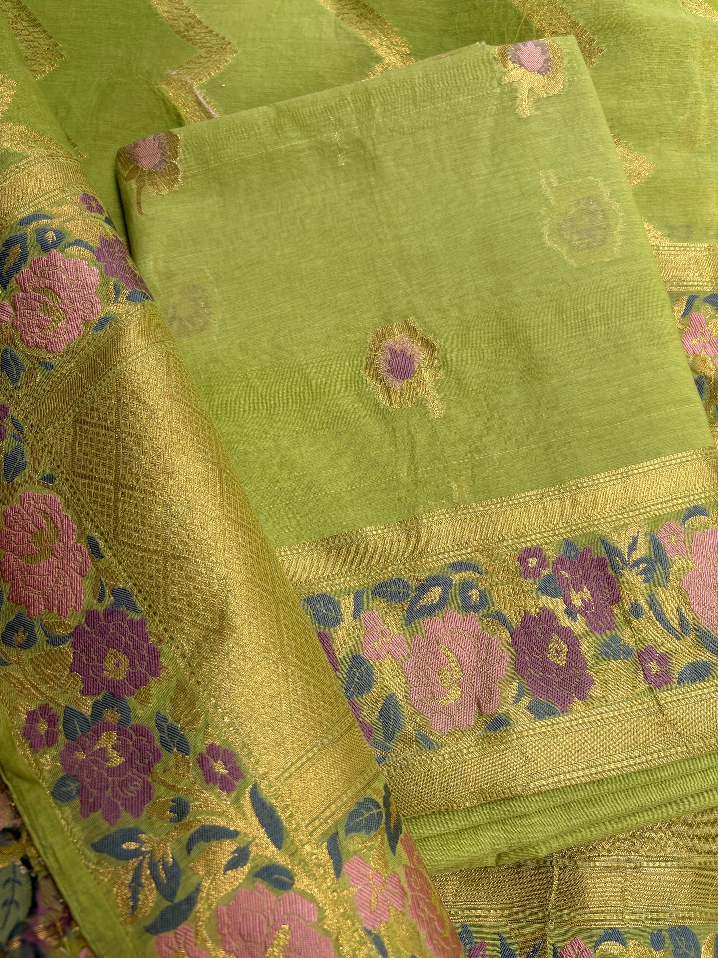 Green Chanderi meenadar suit set